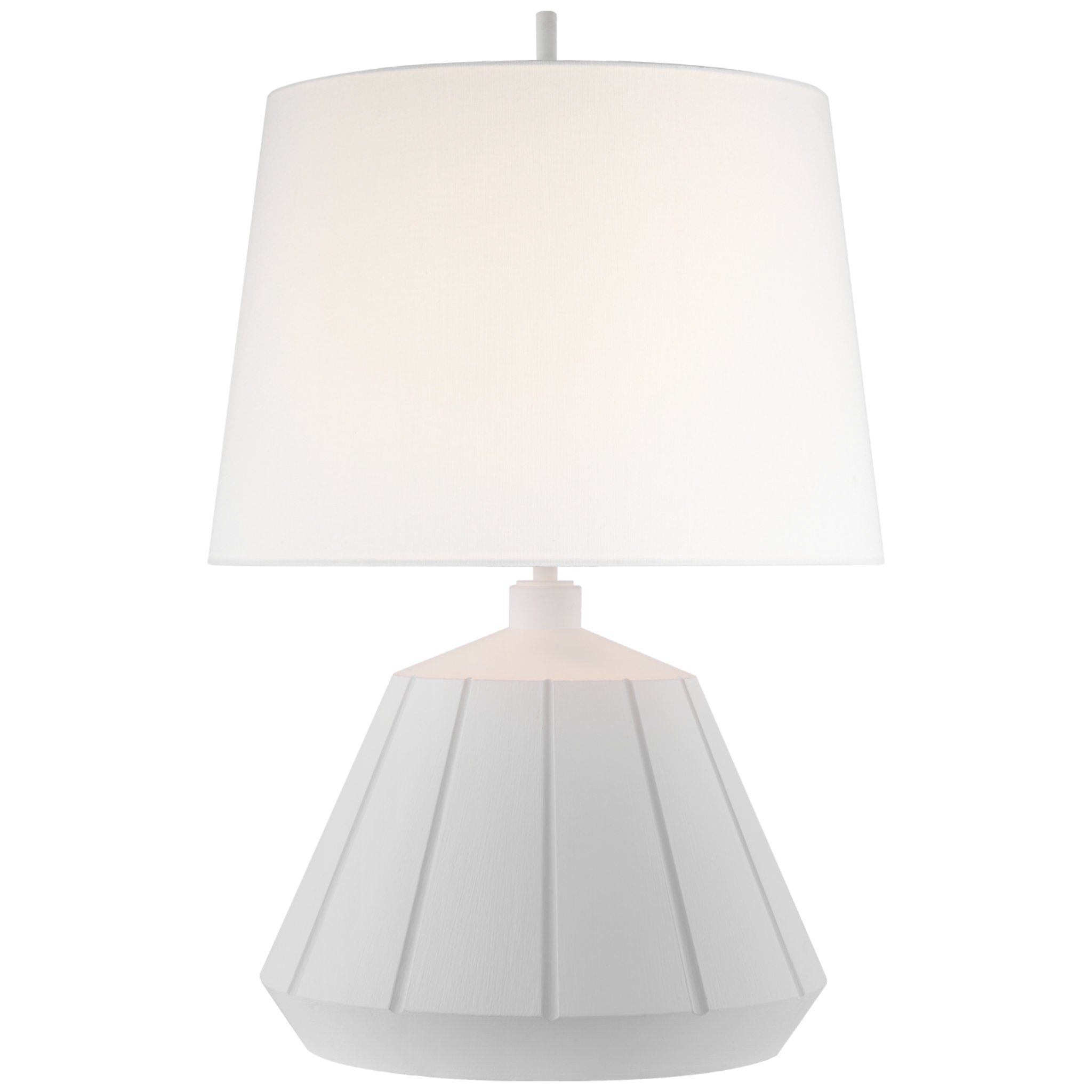 Thomas O'Brien Frey Medium Table Lamp in Plaster White with Linen Shade W18" x H27.75"