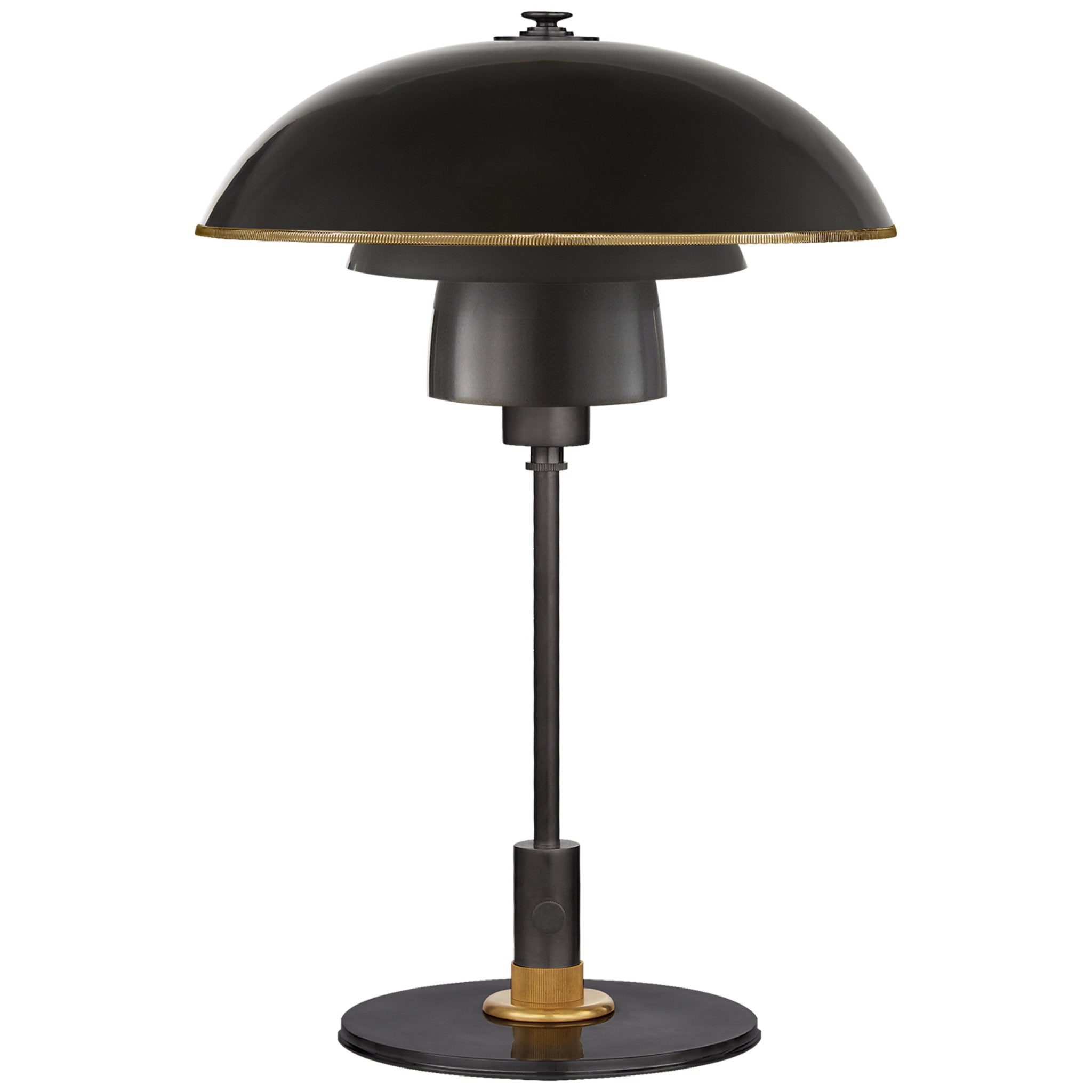 Thomas O'Brien Whitman Desk Lamp in Bronze and Hand-Rubbed Antique Brass with Brass Trimmed Bronze Shade Table Lamp W12.75" x H19"