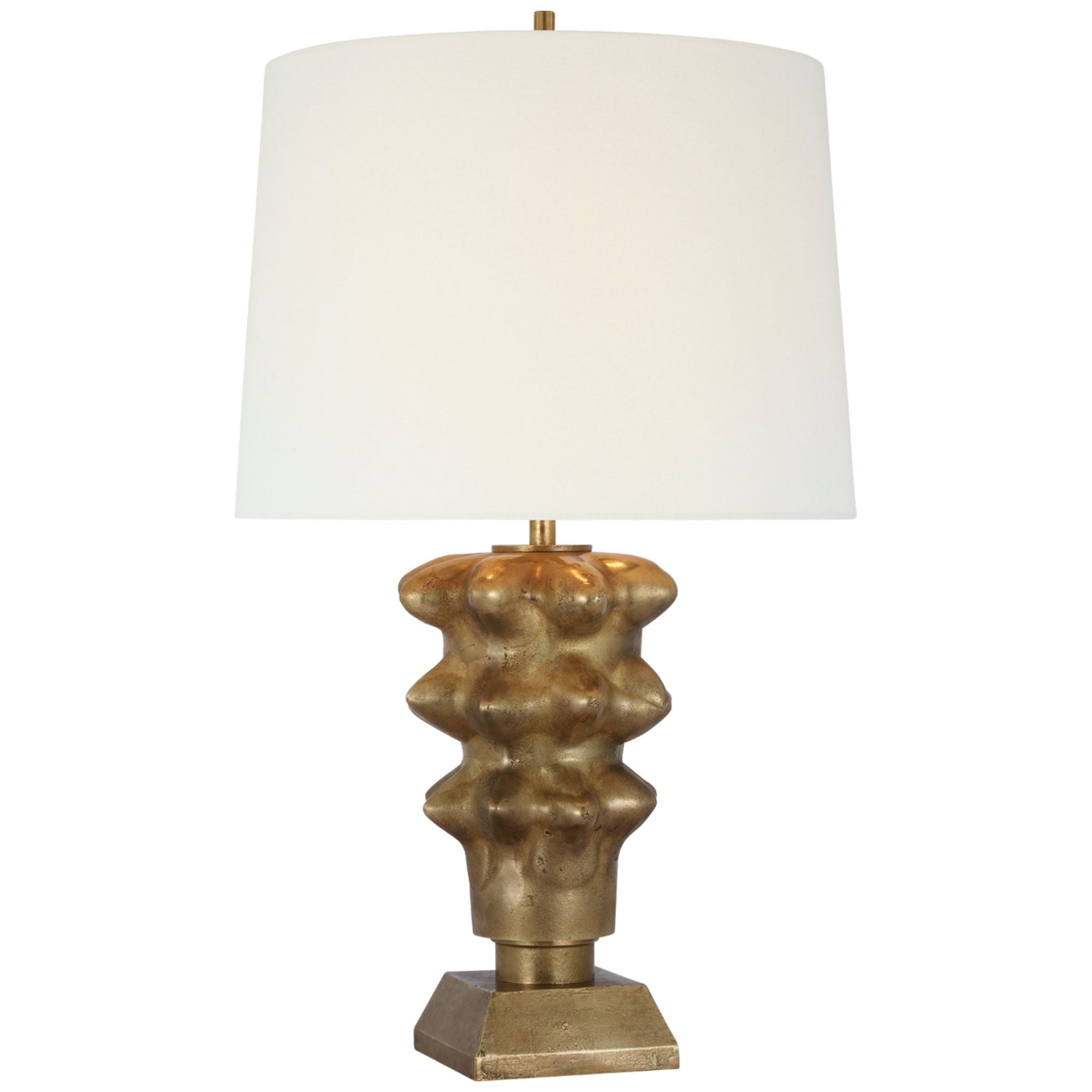Thomas O'Brien Luxor Medium Table Lamp in Museum Brass with Linen Shade W14.5" x H25.25"