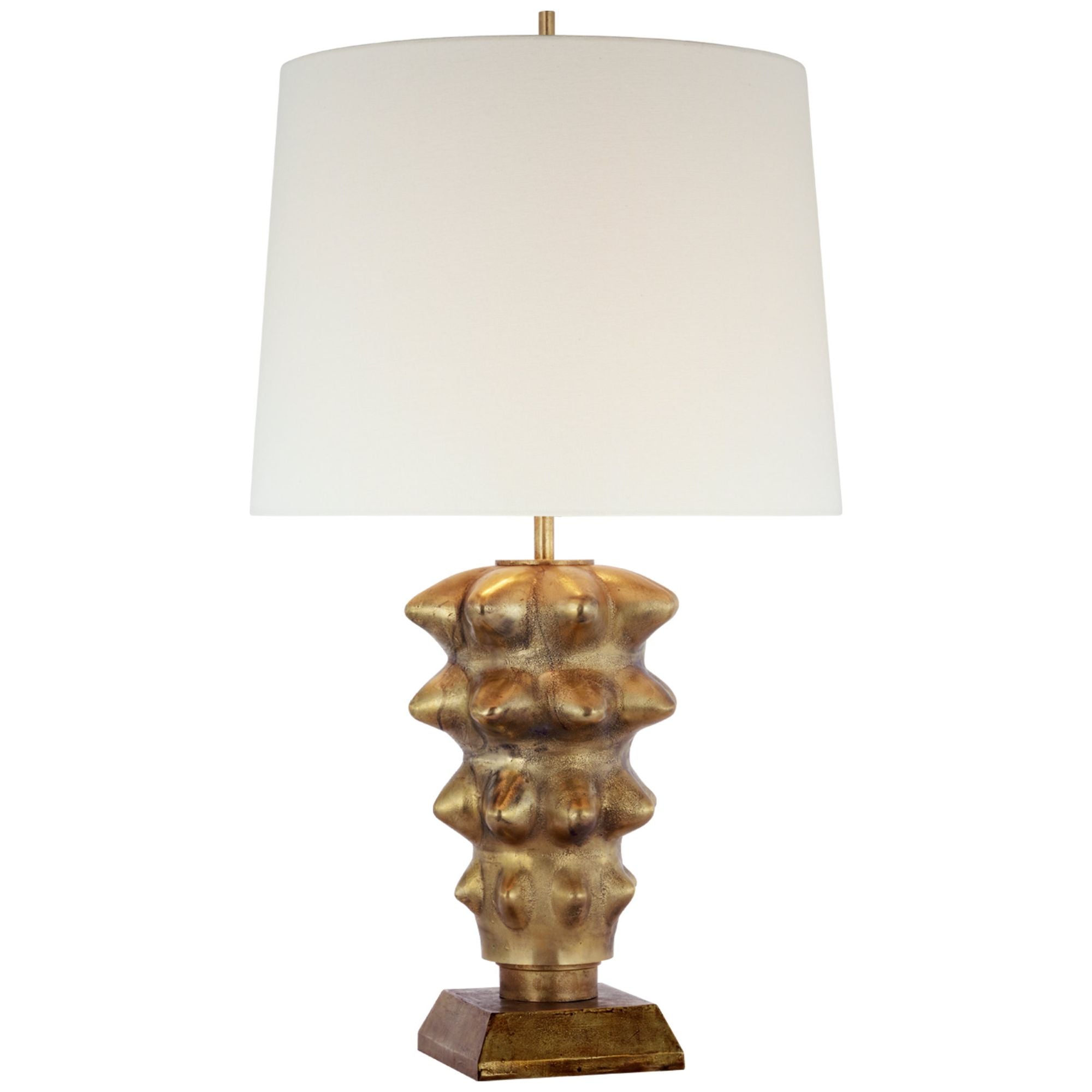 Thomas O'Brien Luxor Large Table Lamp in Museum Brass with Linen Shade W18" x H31.5"