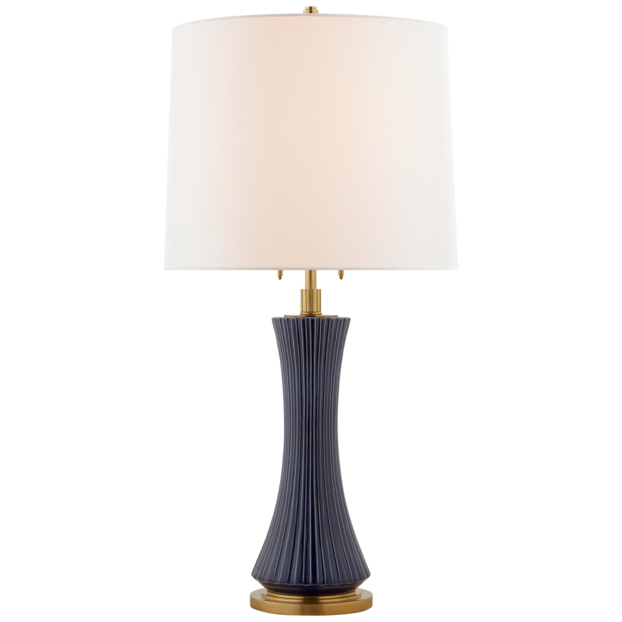 Thomas O'Brien Elena Large Table Lamp in Denim with Linen Shade W16" x H31" - 33.5"