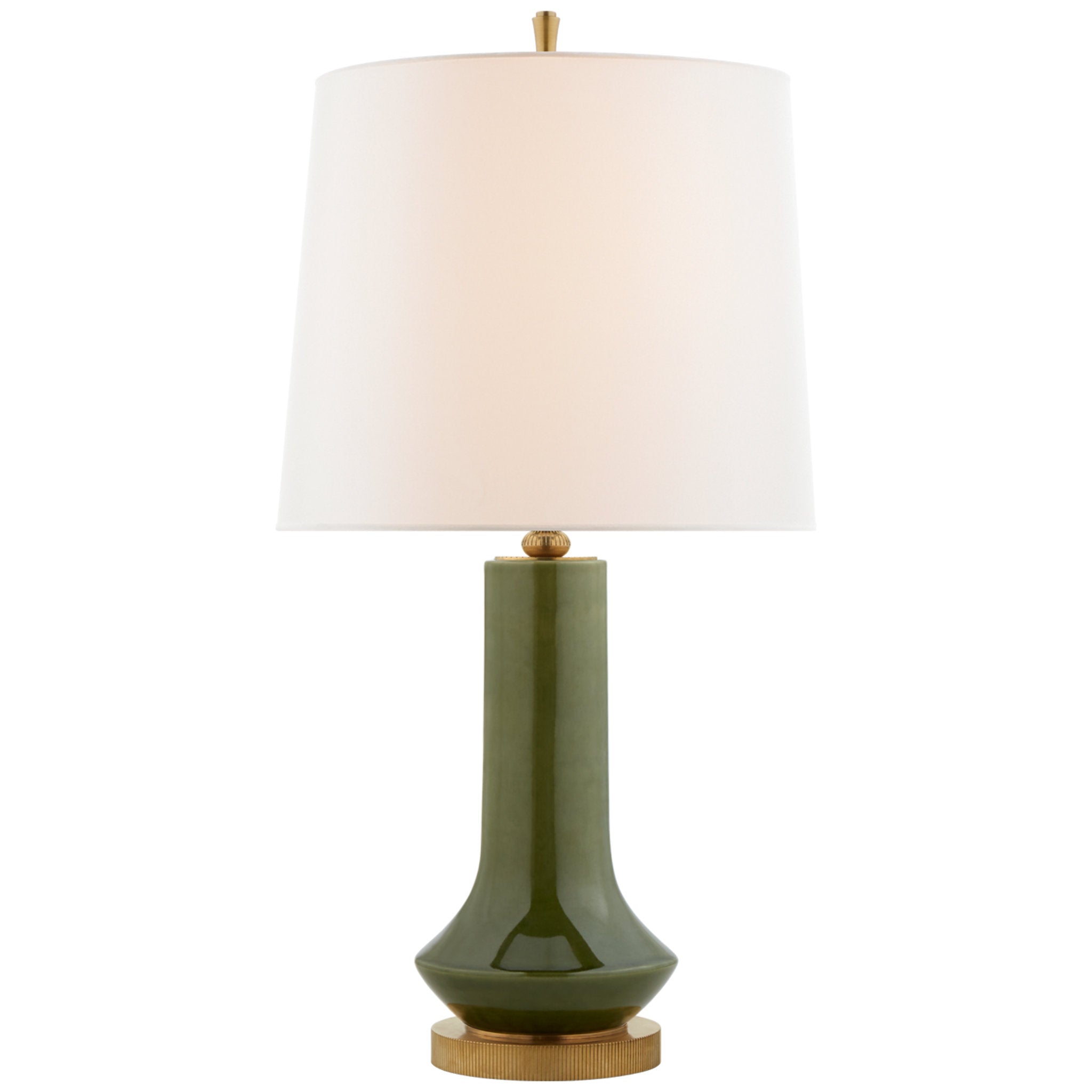 Thomas O'Brien Luisa Large Table Lamp in Emerald Green with Linen Shade W16" x H31.25" - 33.75"