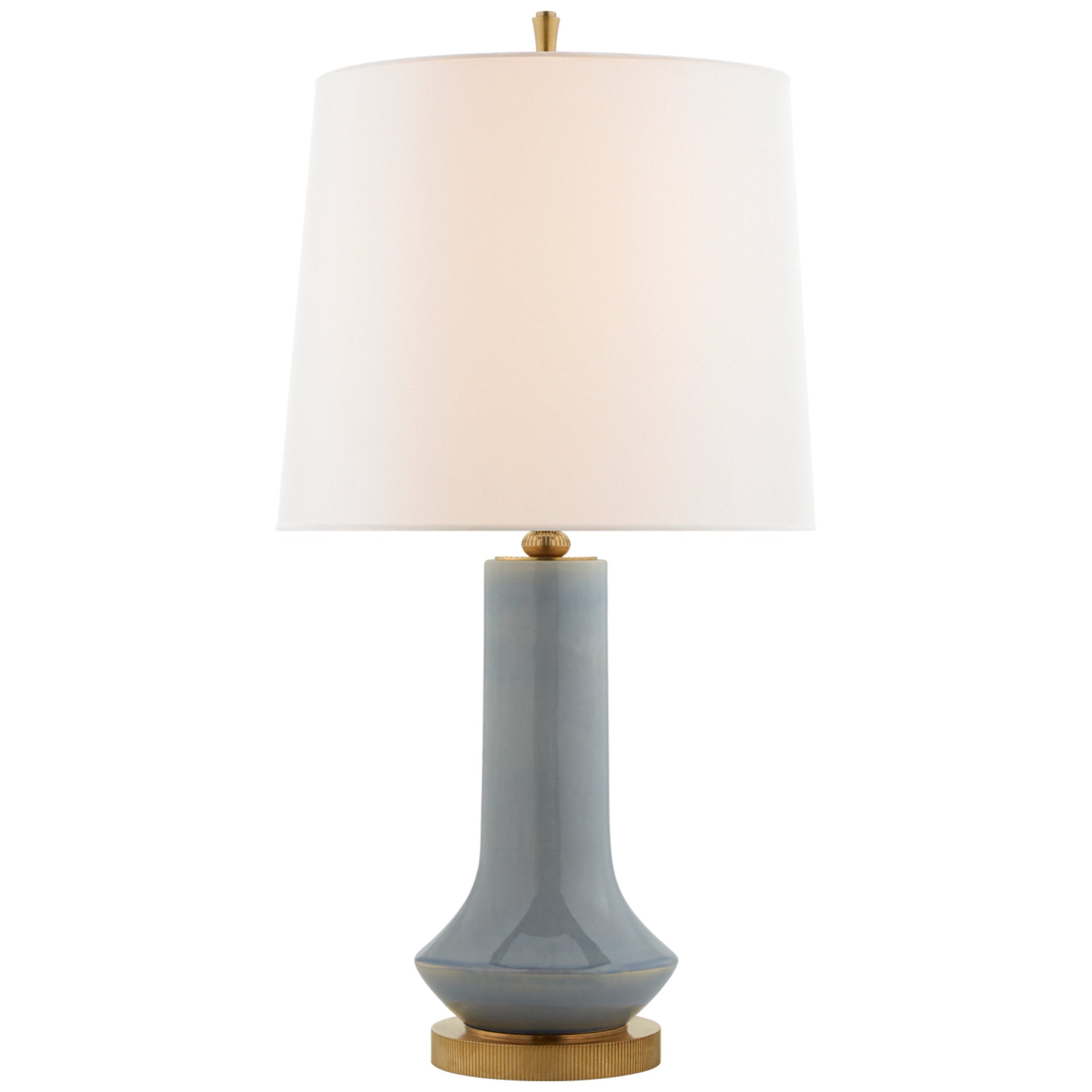 Thomas O'Brien Luisa Large Table Lamp in Polar Blue Crackle with Linen Shade W16" x H31.25" - 33.75"