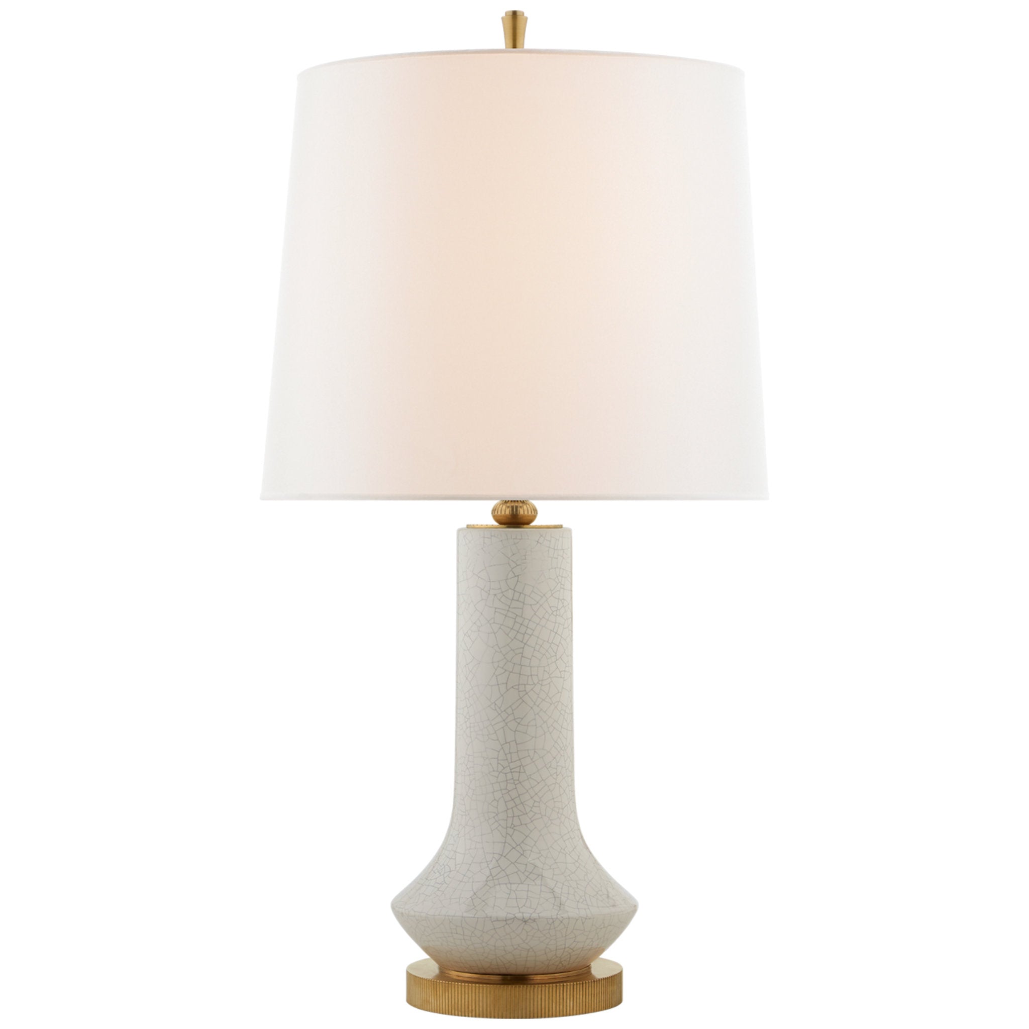 Thomas O'Brien Luisa Large Table Lamp in White Crackle with Linen Shade W16" x H31.25" - 33.75"