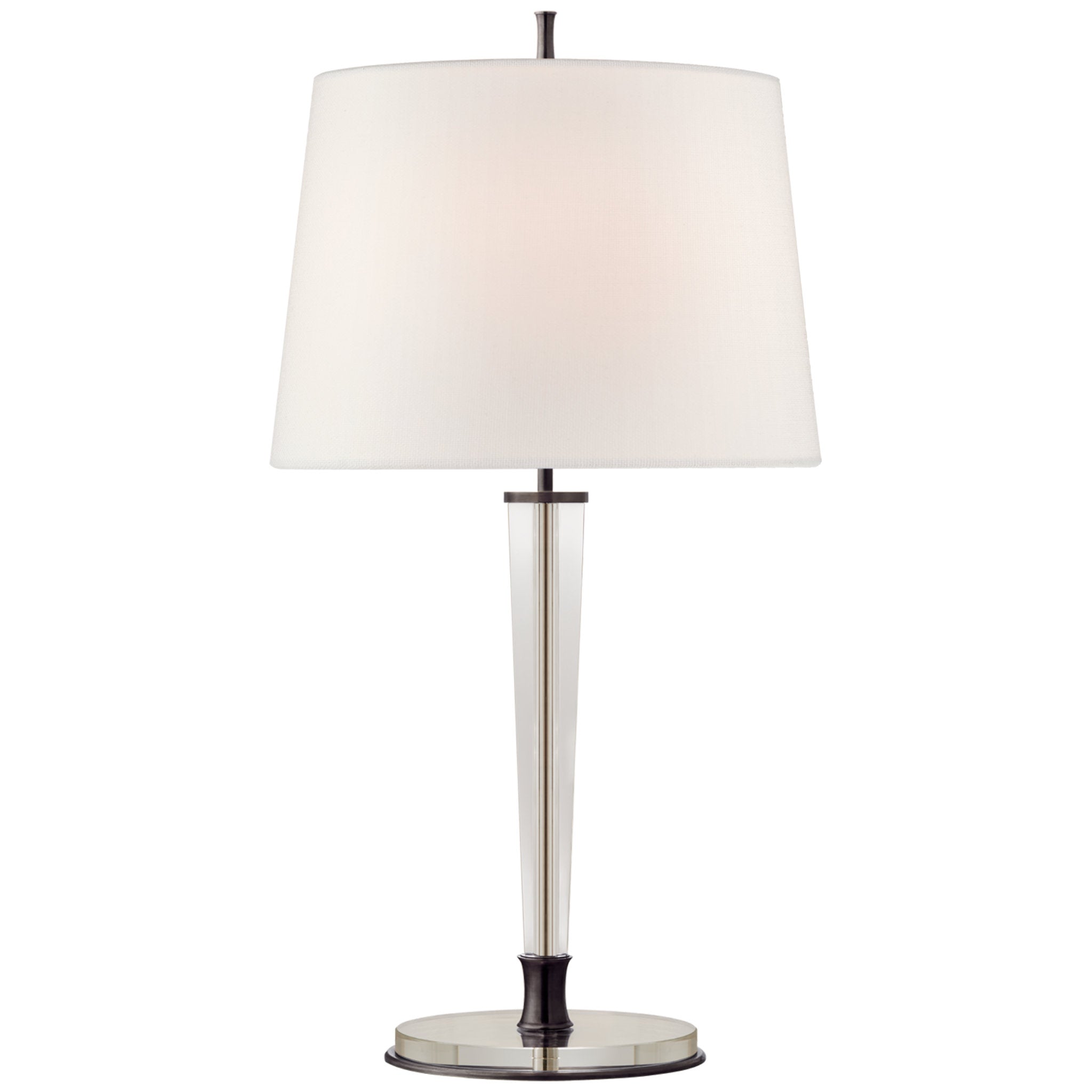 Thomas O'Brien Lyra Large Table Lamp in Bronze and Crystal with Linen Shade W17" x H31.5"