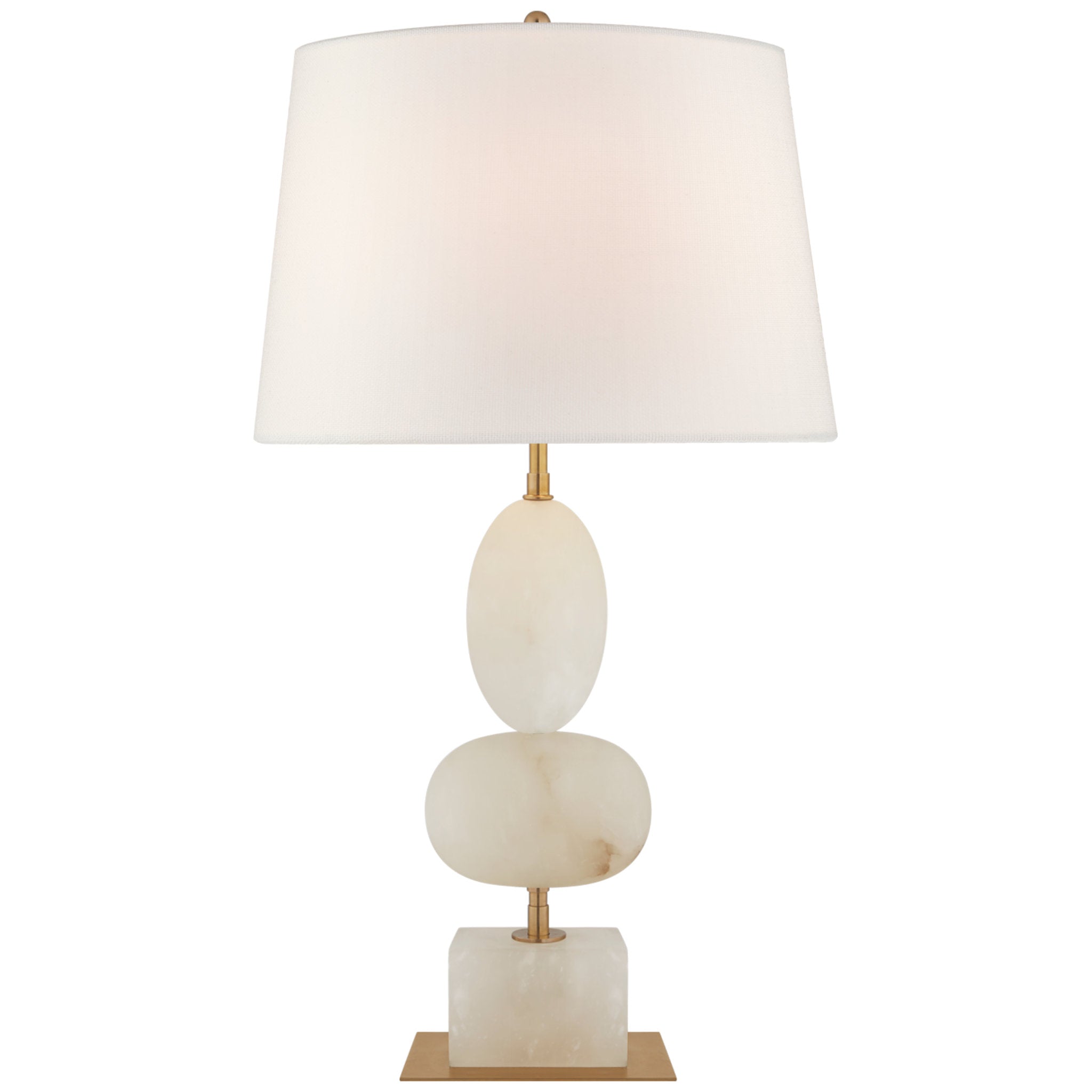 Thomas O'Brien Dani Medium Table Lamp in Alabaster with Linen Shades W15.75" x H28"