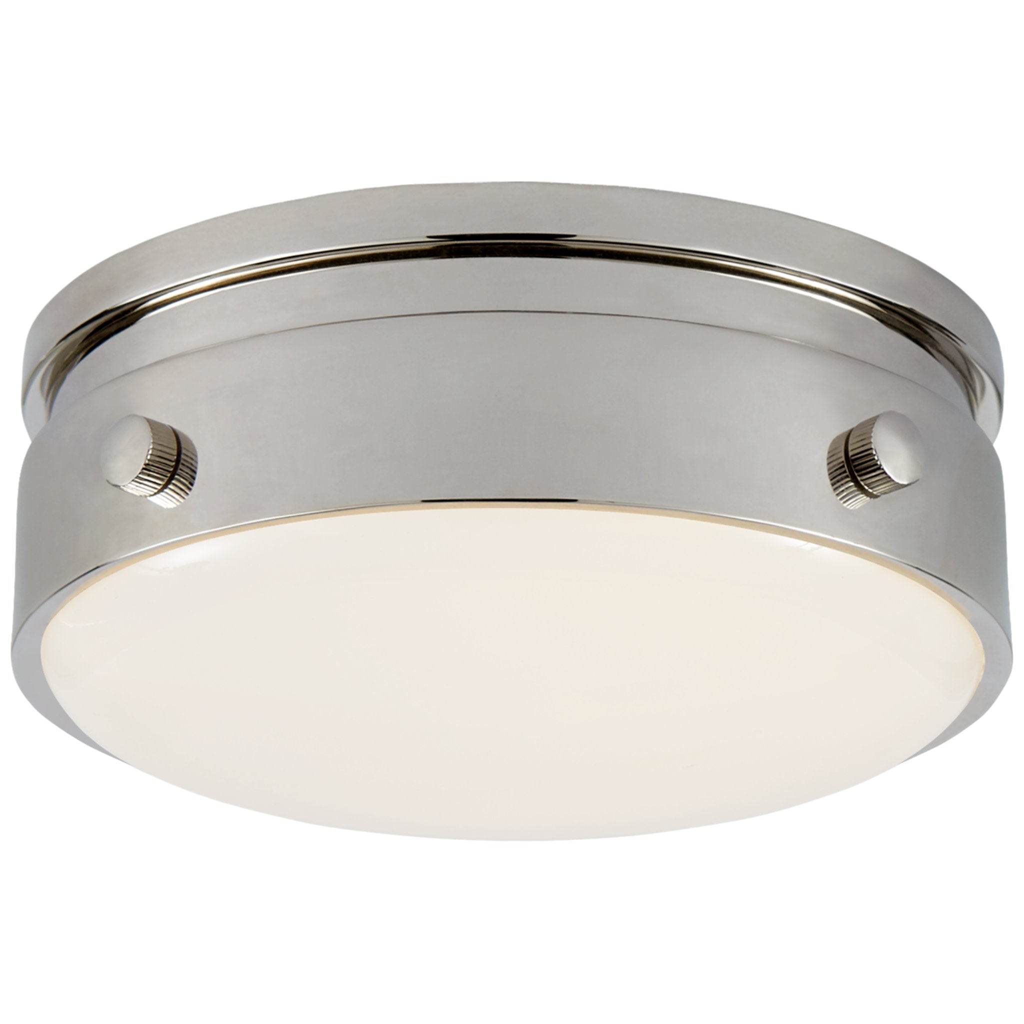 Thomas O'Brien Hicks 5.5" Solitaire Flush Mount in Polished Nickel with White Glass Ceiling Light W5.5" x H2.5"