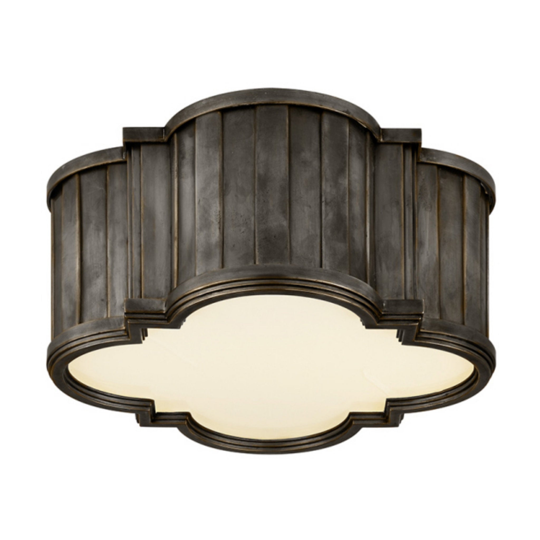 Thomas O'Brien Tilden Small Flush Mount in Bronze with White Glass Ceiling Light W11.25" x H5"