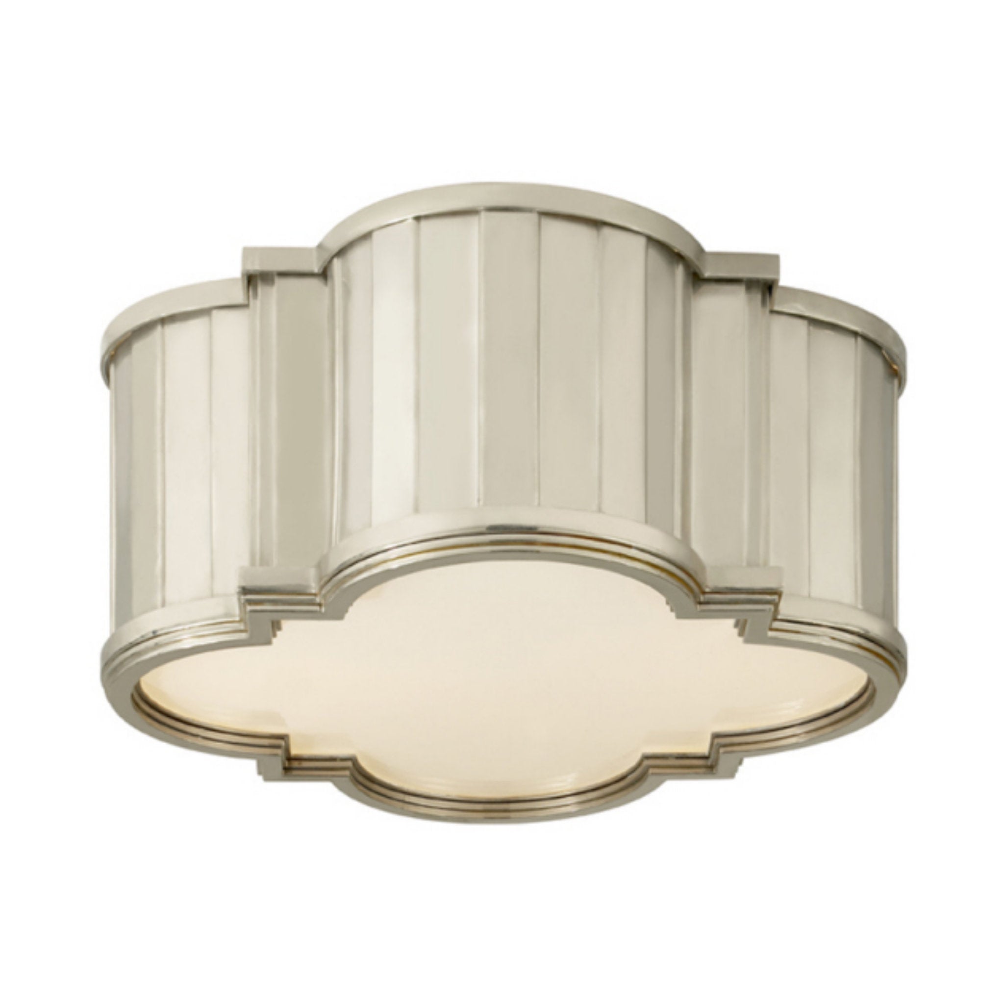 Thomas O'Brien Tilden Small Flush Mount in Polished Nickel with White Glass Ceiling Light W11.25" x H5"