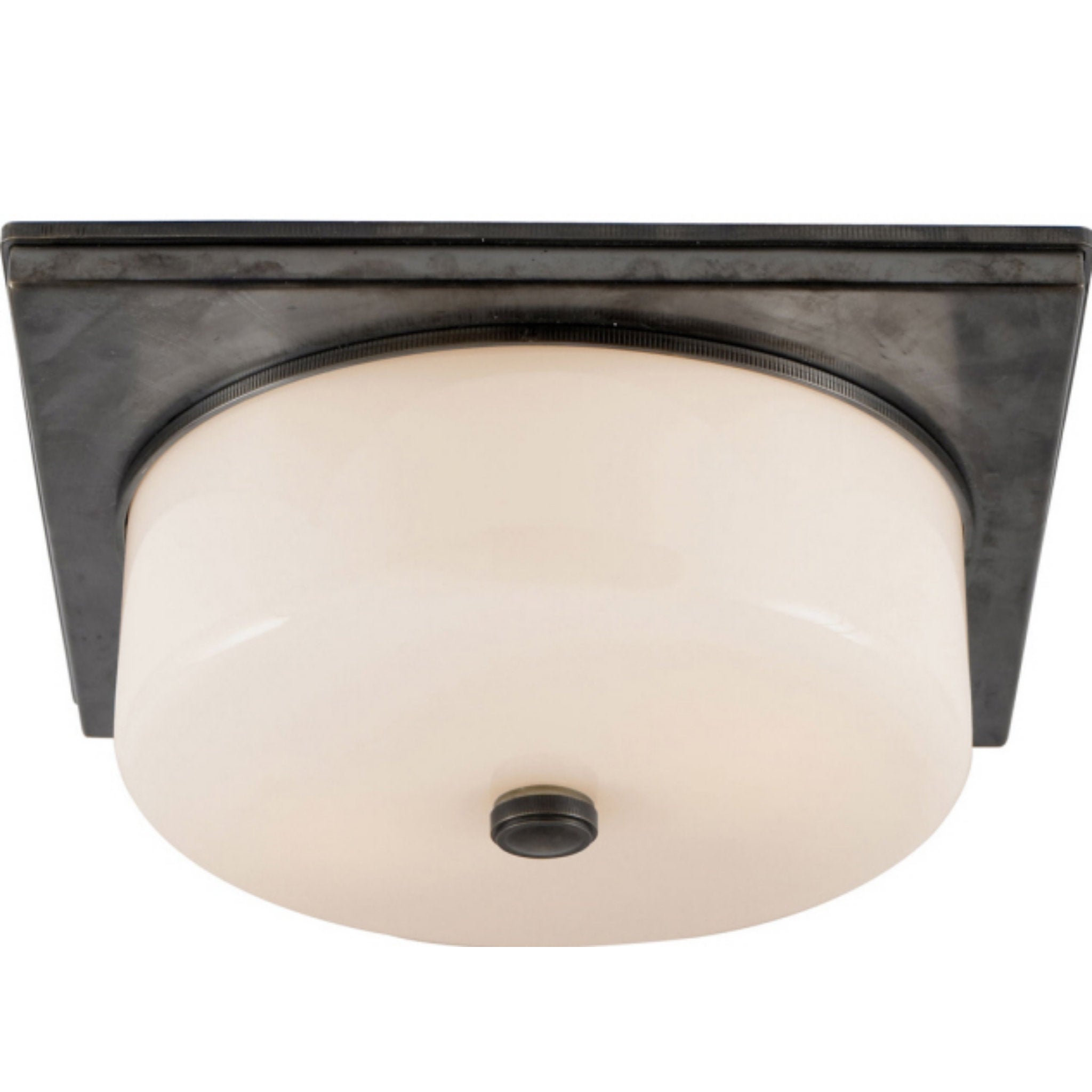 Thomas O'Brien Newhouse Circular Flush Mount in Bronze with White Glass Ceiling Light W12.25" x H4.5"