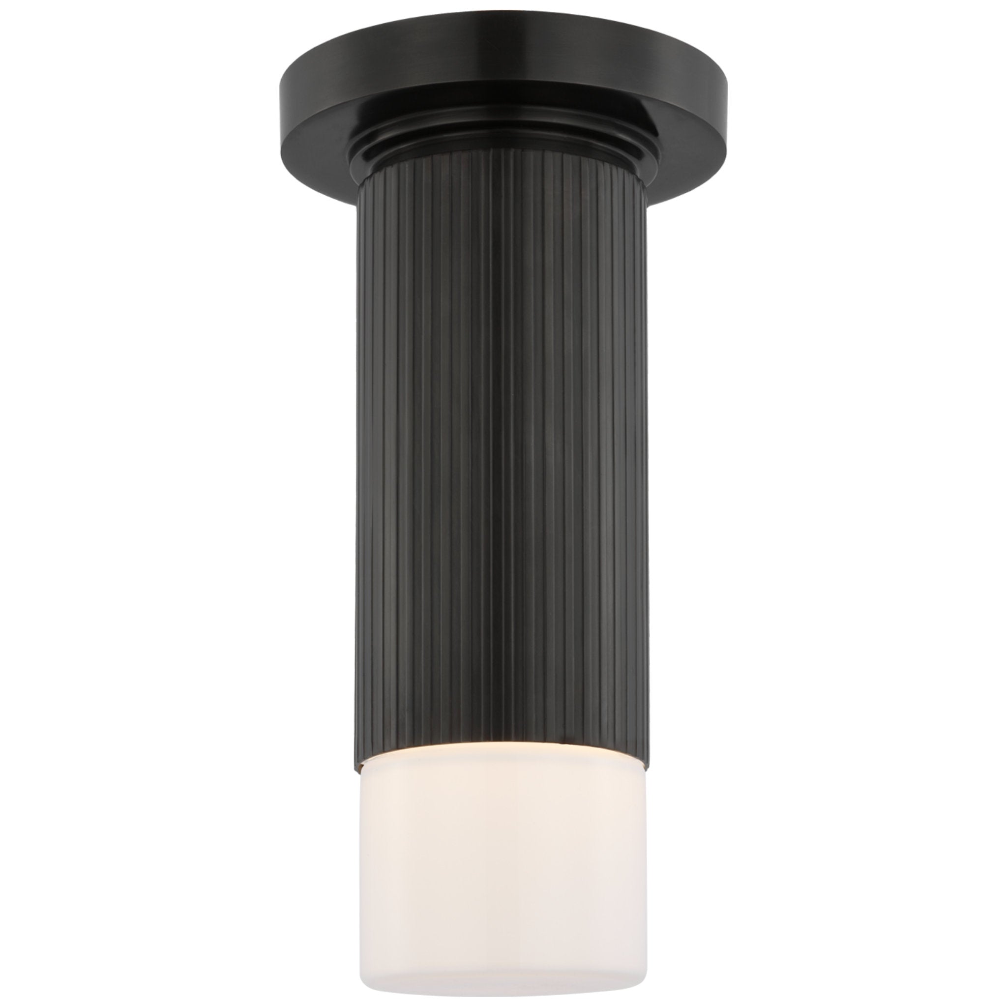 Thomas O'Brien Ace Mini Monopoint Flush Mount in Bronze with White Glass Ceiling Light W3.25" x H10.75"