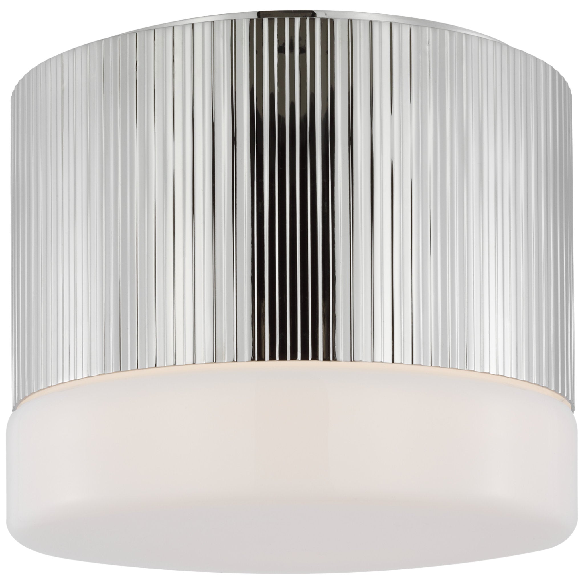 Thomas O'Brien Ace 7" Flush Mount in Polished Nickel with White Glass Ceiling Light W7" x H5.75"