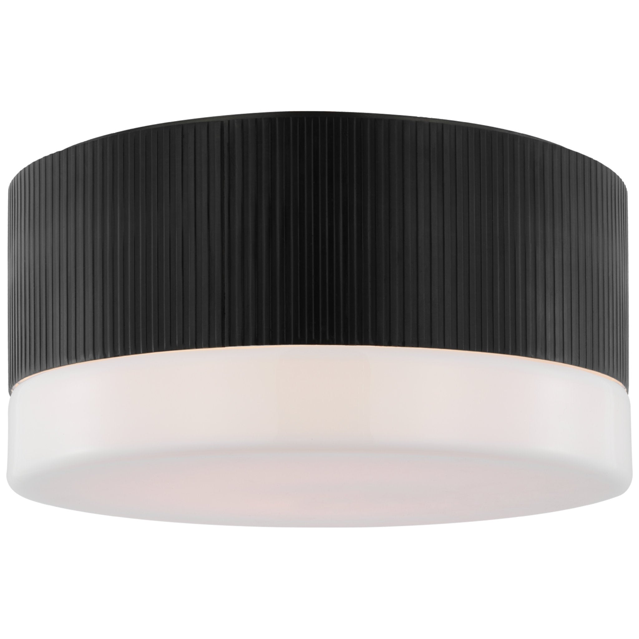 Thomas O'Brien Ace 12" Flush Mount in Bronze with White Glass Ceiling Light W12" x H6.25"