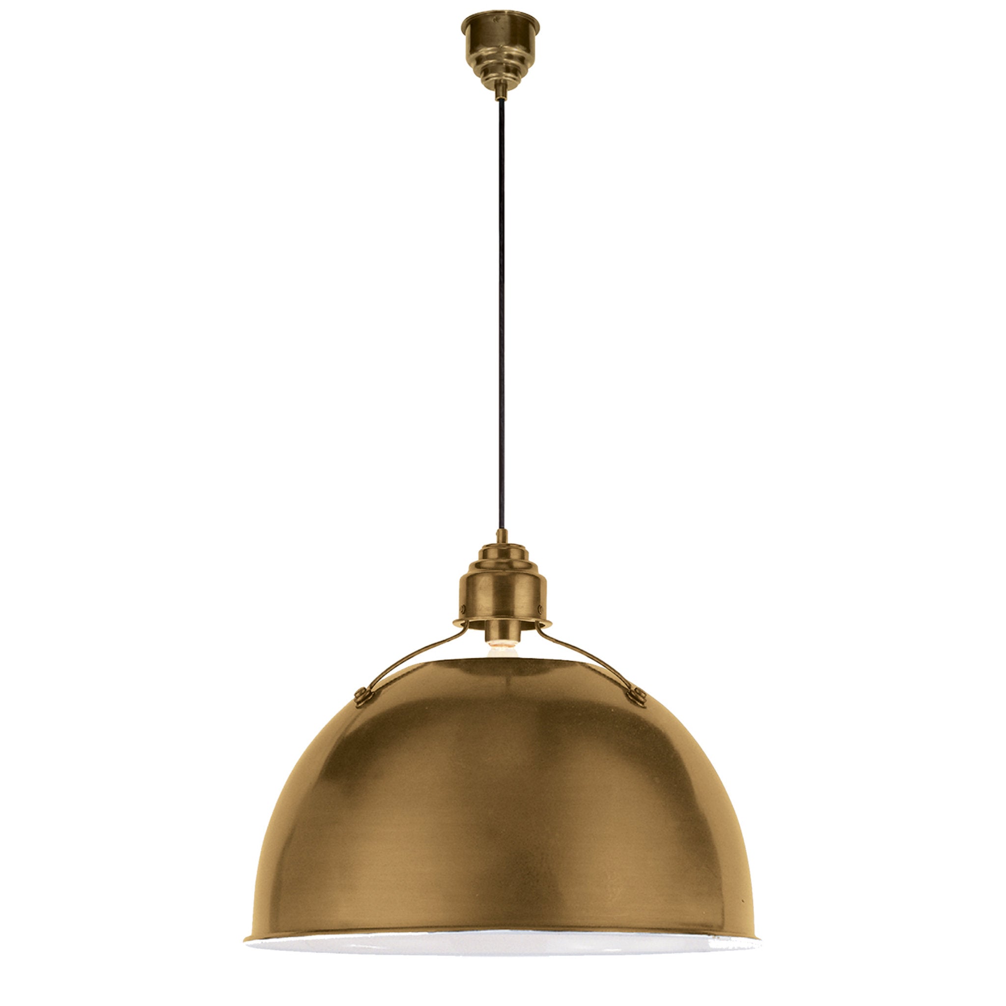 Thomas O'Brien Eugene Large Pendant in Hand-Rubbed Antique Brass Ceiling Light W21"