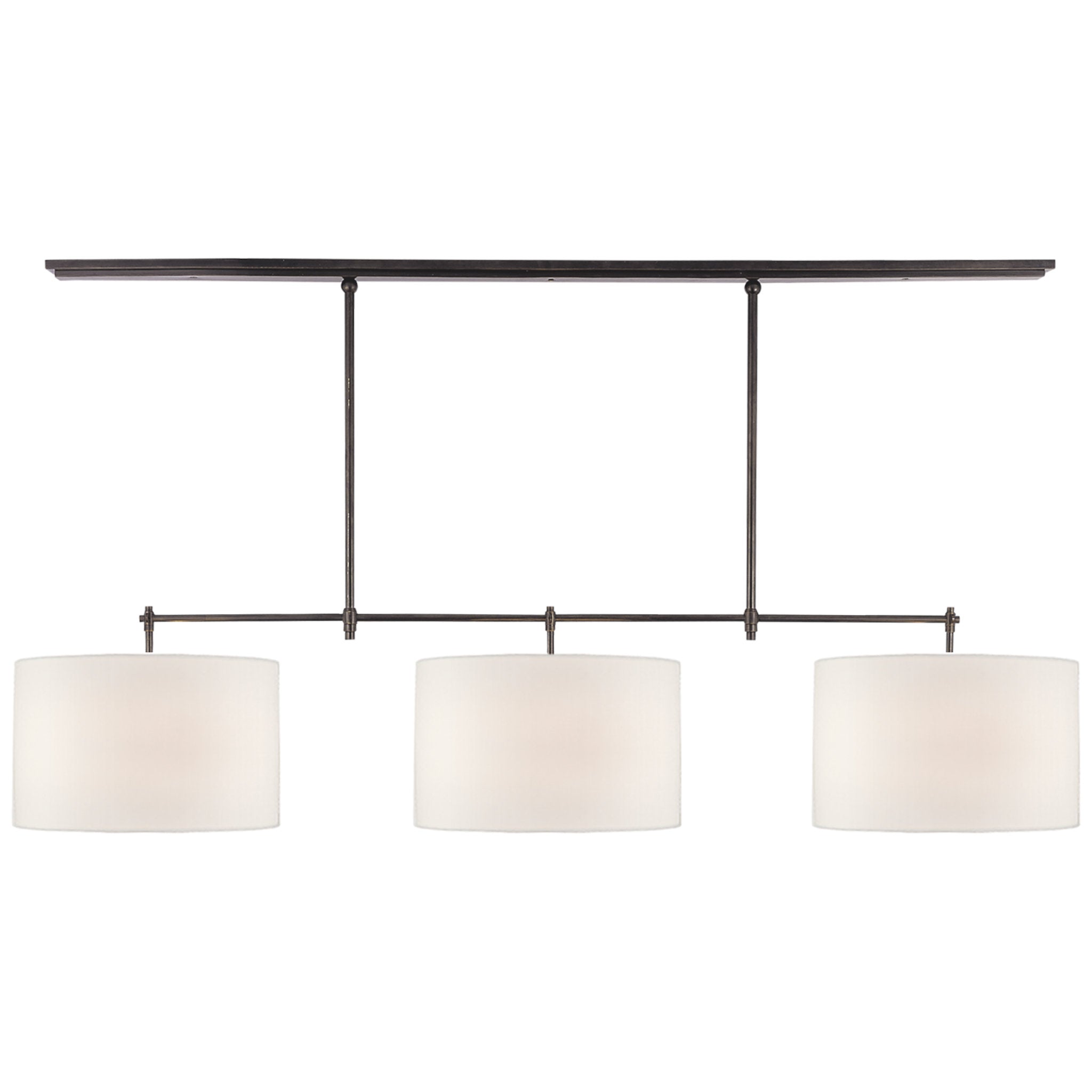 Thomas O'Brien Bryant Large Billiard in Bronze with Linen Shades Ceiling Light W64.5"