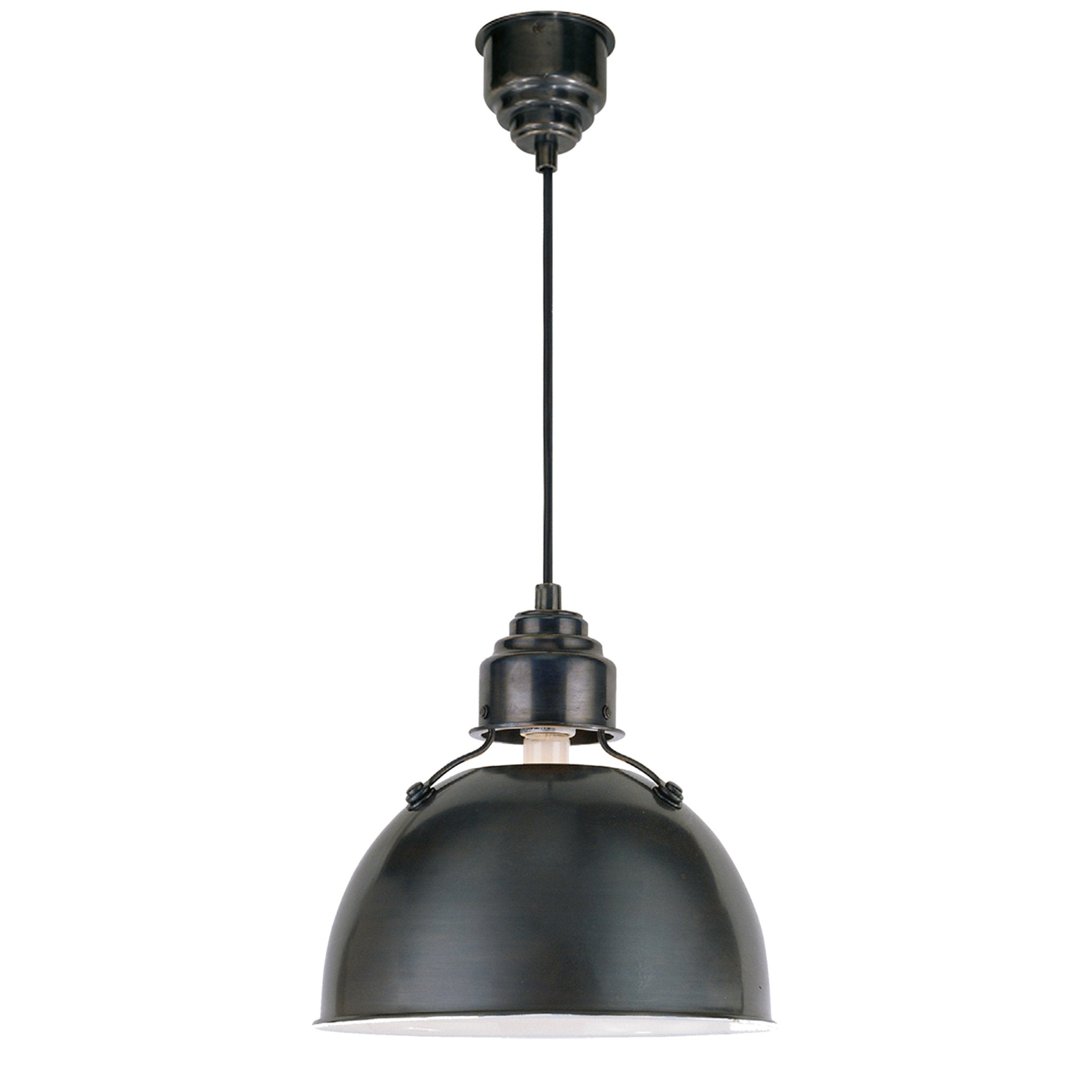 Thomas O'Brien Eugene Small Pendant in Bronze Ceiling Light W12"