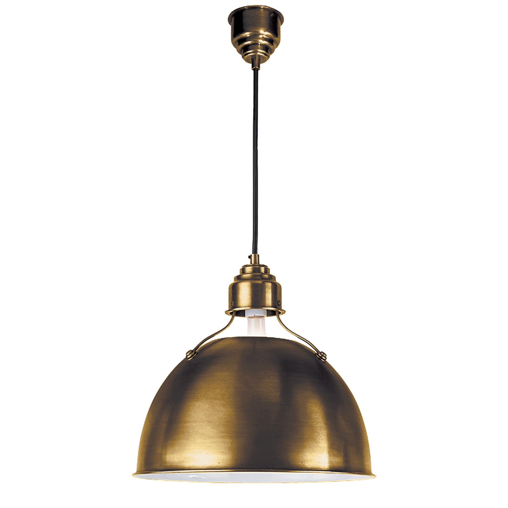 Thomas O'Brien Eugene Medium Pendant in Hand-Rubbed Antique Brass Ceiling Light W15.5"