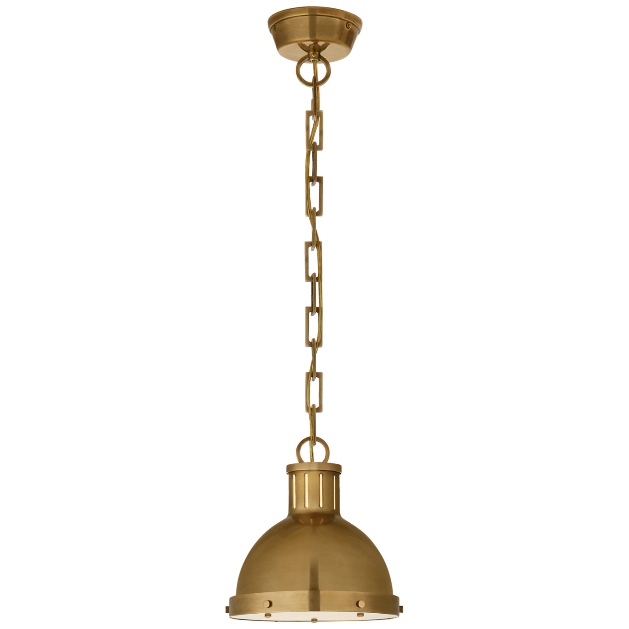 Thomas O'Brien Hicks Small Pendant in Hand-Rubbed Antique Brass with Acrylic Diffuser Ceiling Light W8.75" x H9.25"
