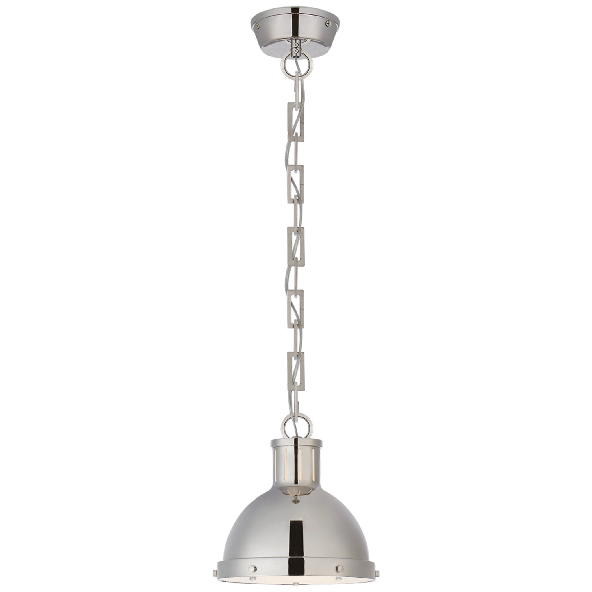 Thomas O'Brien Hicks Small Pendant in Polished Nickel with Acrylic Diffuser Ceiling Light W8.75" x H9.25"