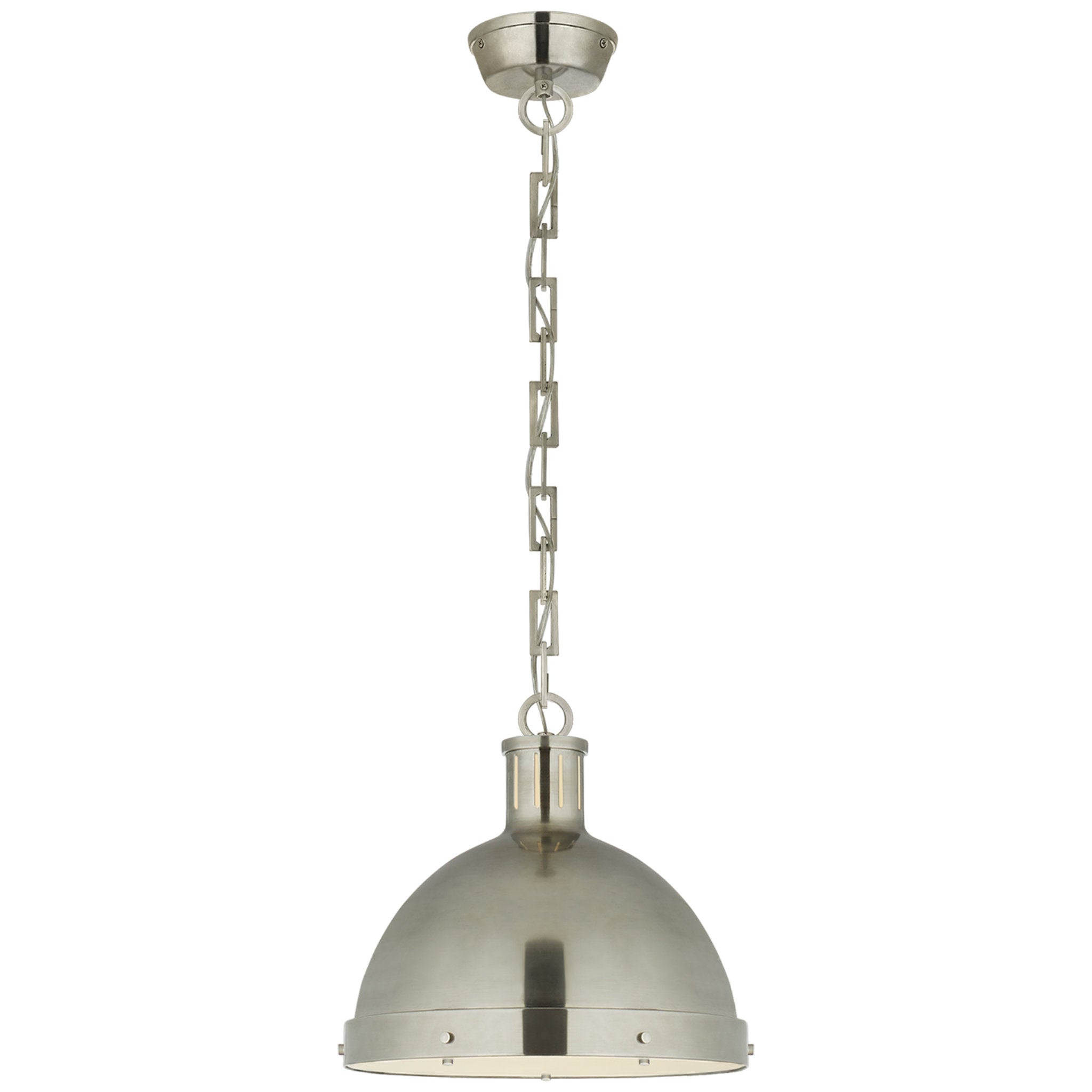 Thomas O'Brien Hicks Large Pendant in Antique Nickel with Acrylic Diffuser Ceiling Light W13" x H11.75"