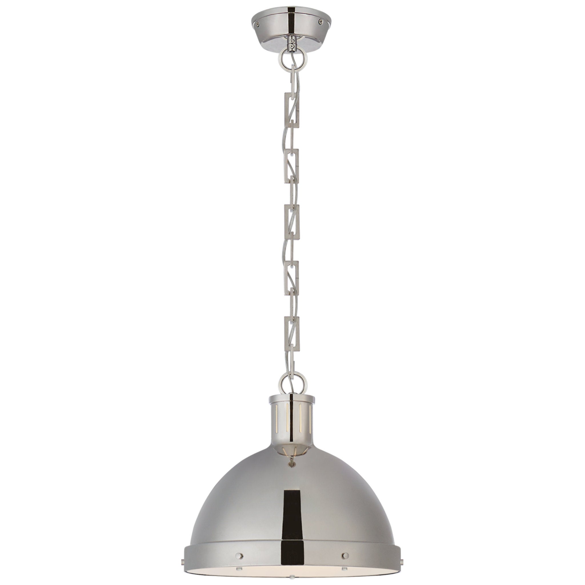 Thomas O'Brien Hicks Large Pendant in Polished Nickel with Acrylic Diffuser Ceiling Light W13" x H11.75"