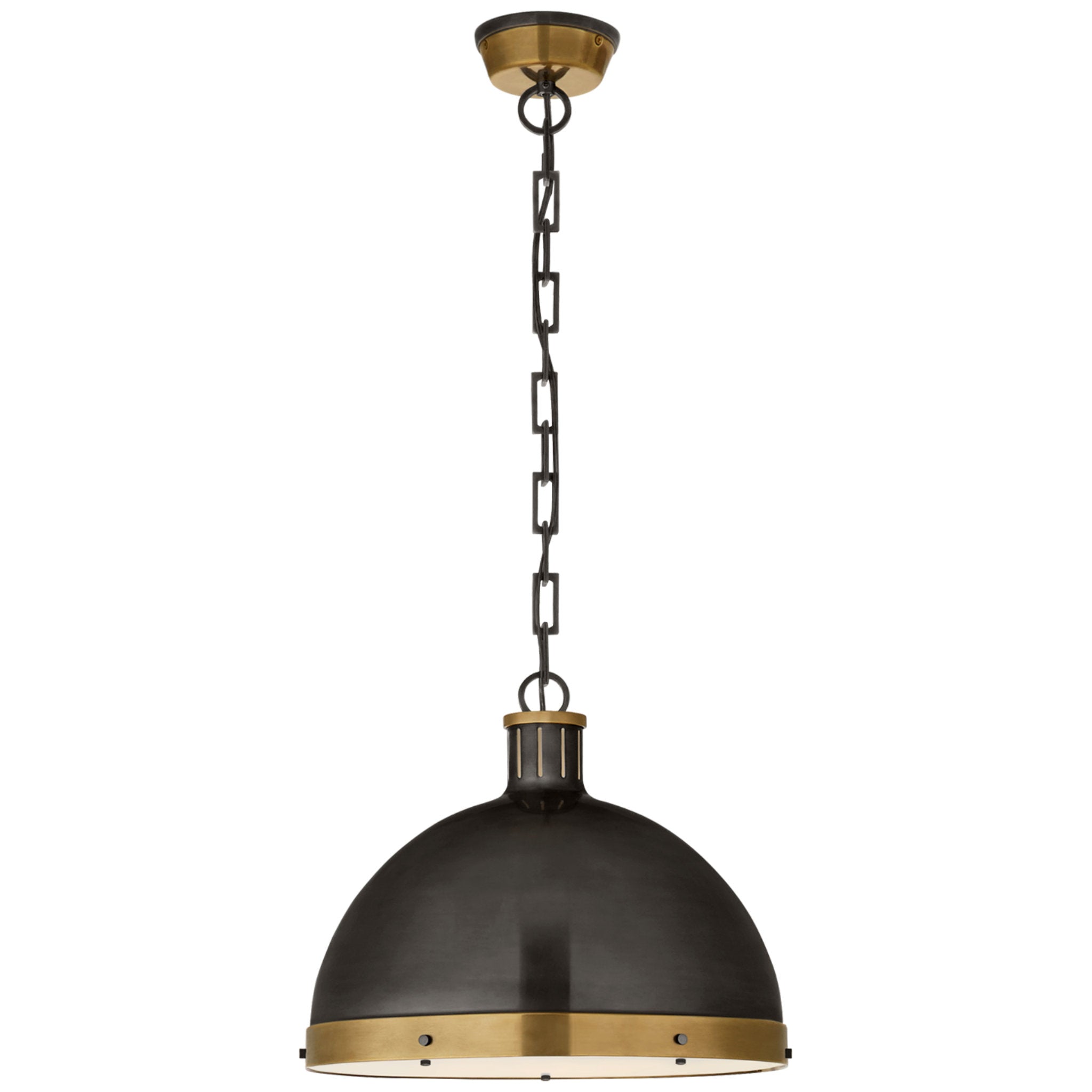 Thomas O'Brien Hicks Extra Large Pendant in Bronze and Hand-Rubbed Antique Brass with Acrylic Diffuser Ceiling Light W16" x H13.75"