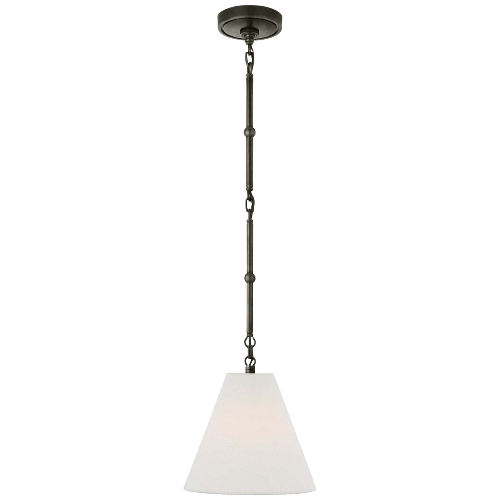 Thomas O'Brien Goodman Petite Hanging Shade in Bronze with Linen Shade Ceiling Light W9.5"