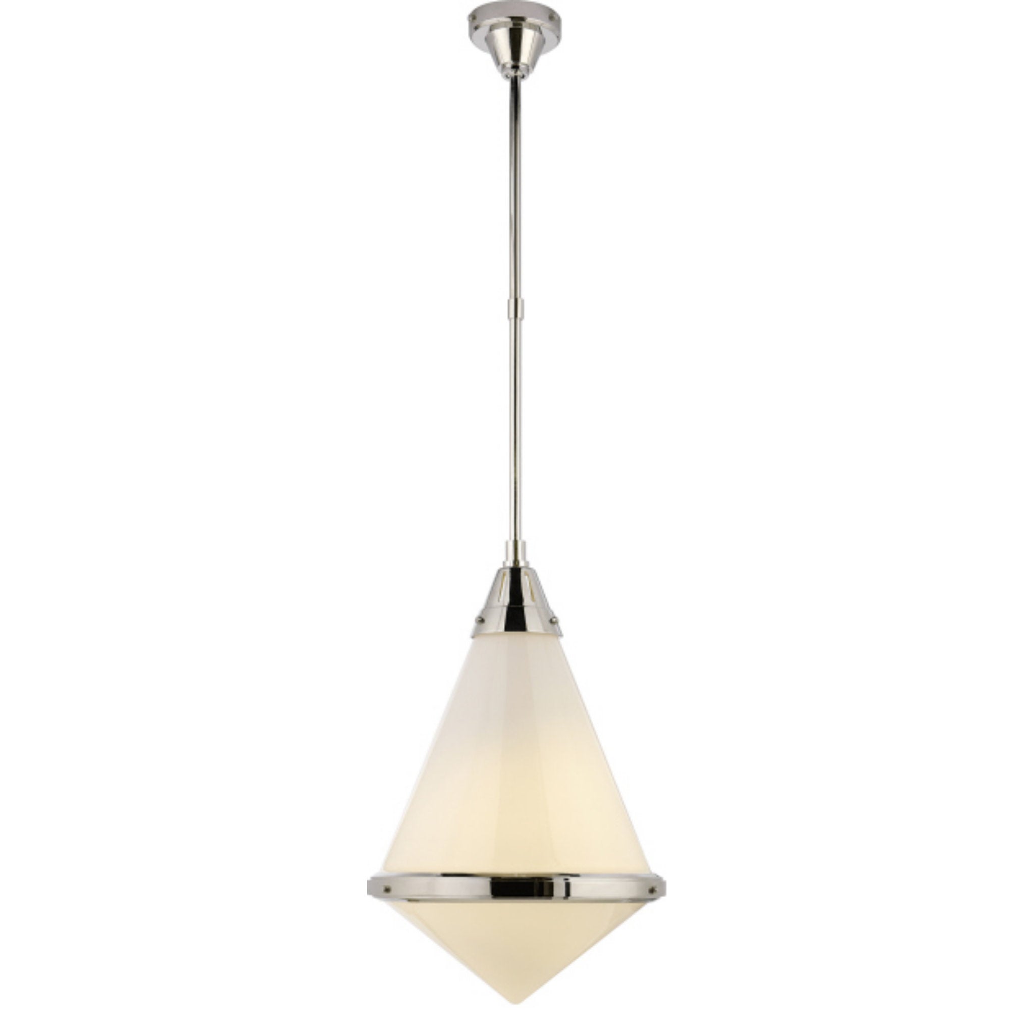 Thomas O'Brien Gale Large Pendant in Polished Nickel with White Glass Ceiling Light W15.5"