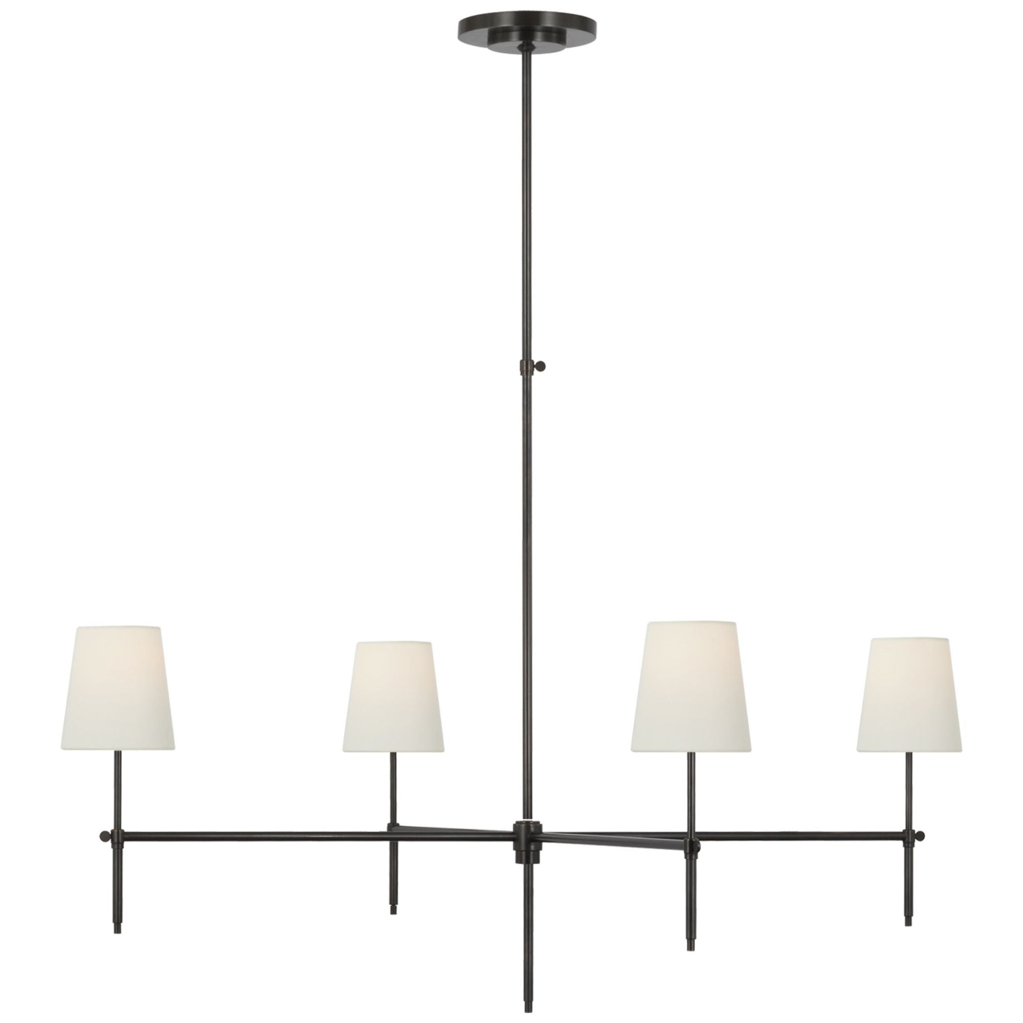 Thomas O'Brien Bryant Extra Large Chandelier in Bronze with Linen Shades Ceiling Light W48"