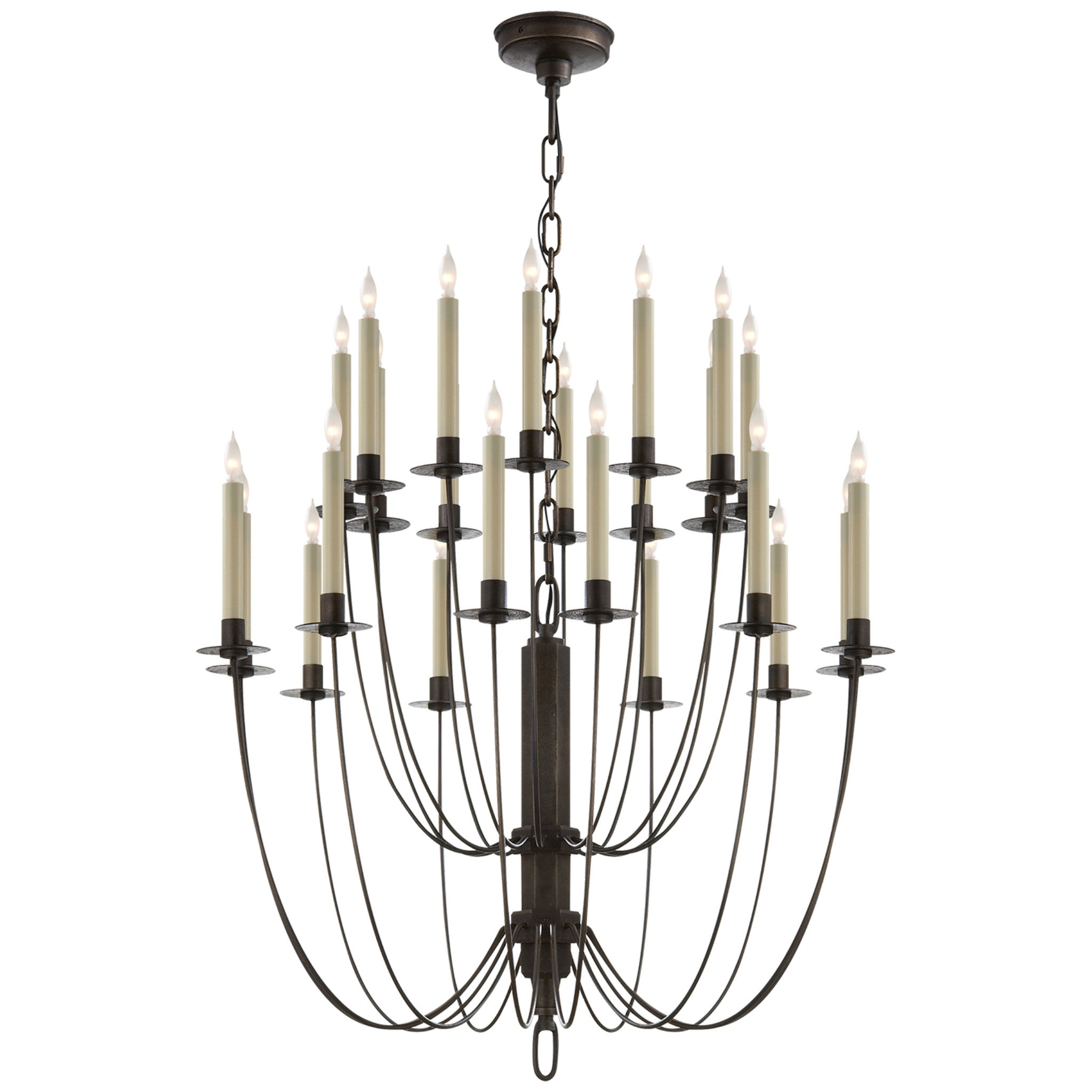 Thomas O'Brien Erika Two-Tier Chandelier in Aged Iron Ceiling Light W28.75" x H31"