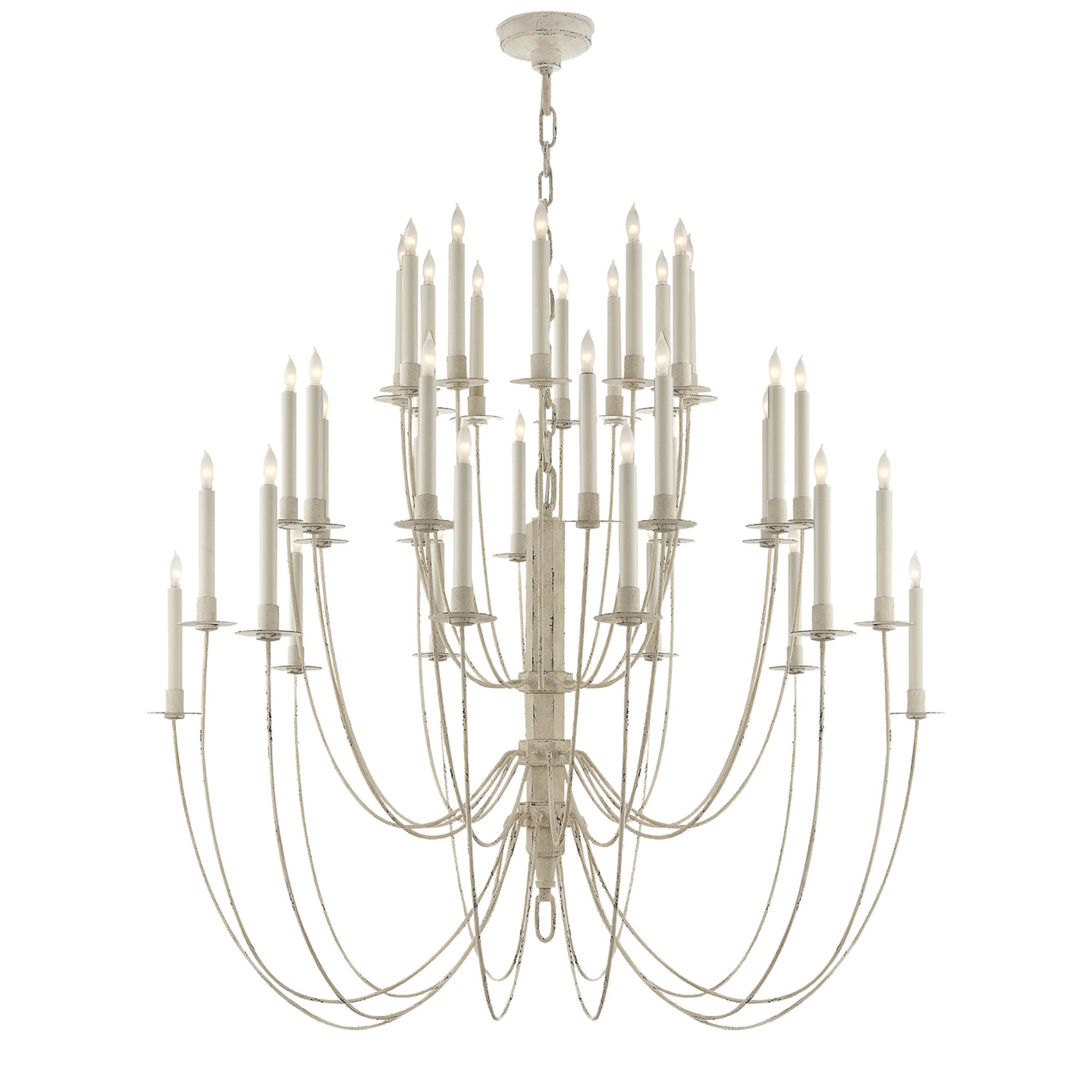 Thomas O'Brien Erika Three-Tier Chandelier in Belgian White Ceiling Light W39.5" x H38.75"