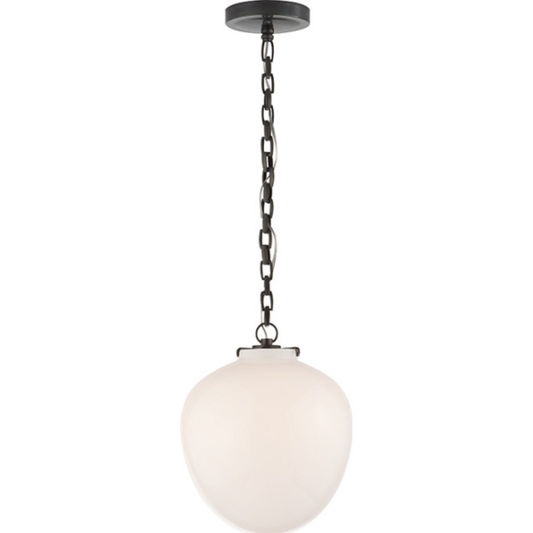 Thomas O'Brien Katie Acorn Pendant in Bronze with White Glass Ceiling Light W10.5" x H13"