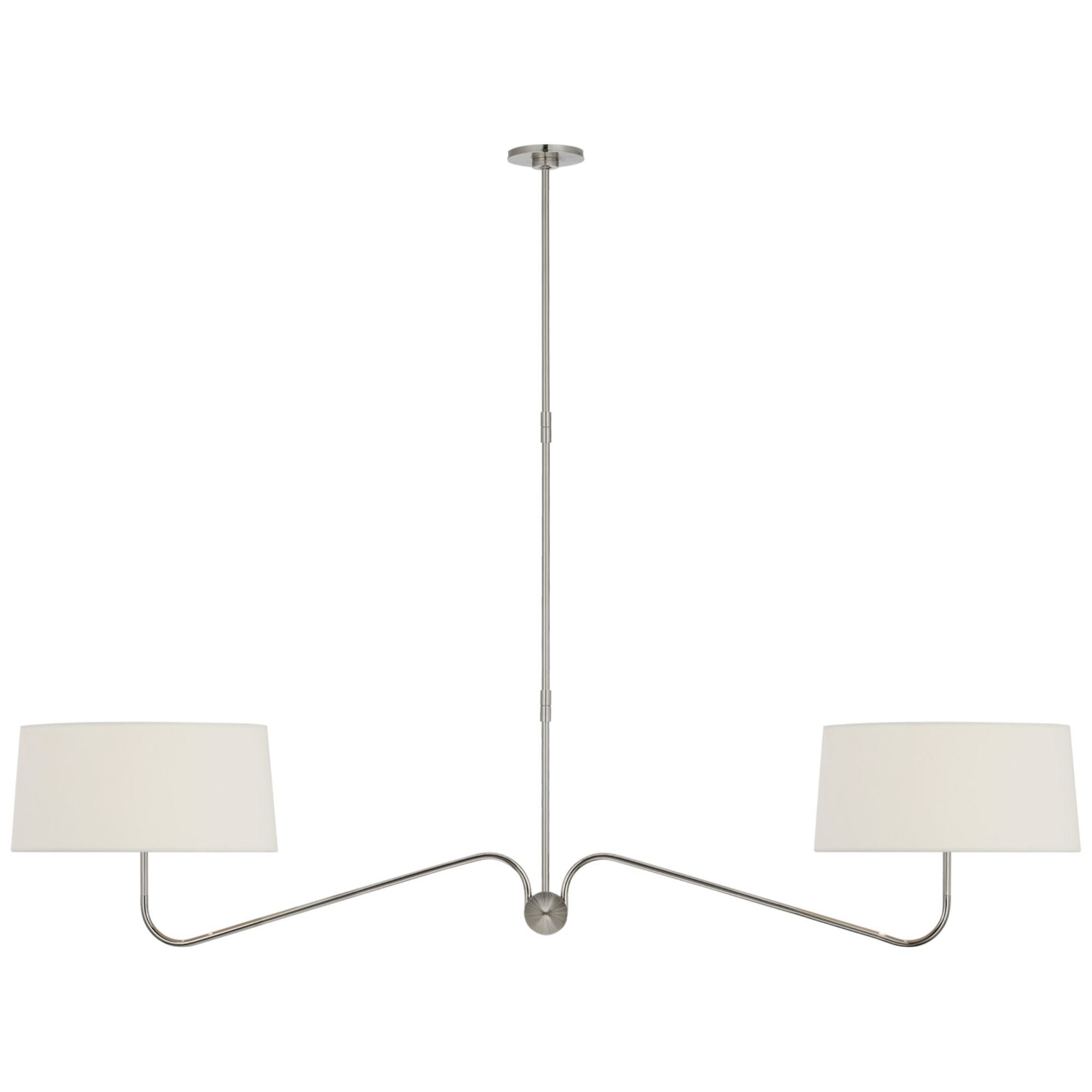 Thomas O'Brien Canto 68" Linear Chandelier in Polished Nickel with Linen Shades Ceiling Light W68"