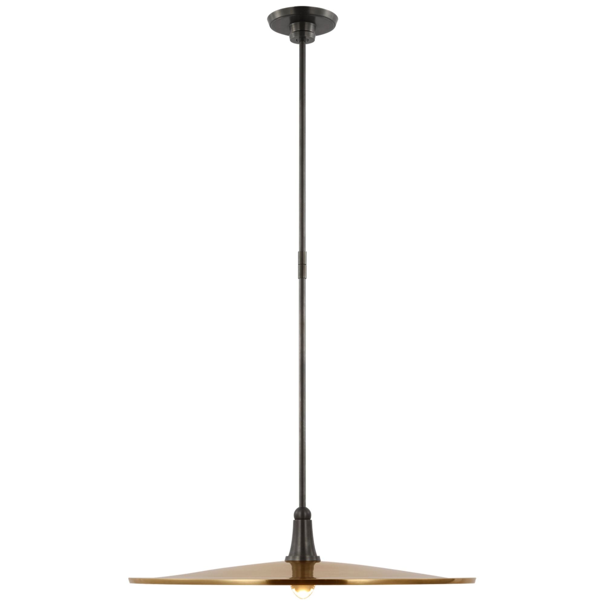 Thomas O'Brien Truesdell 24" Pendant in Bronze with Antique Brass Shade Ceiling Light W24"