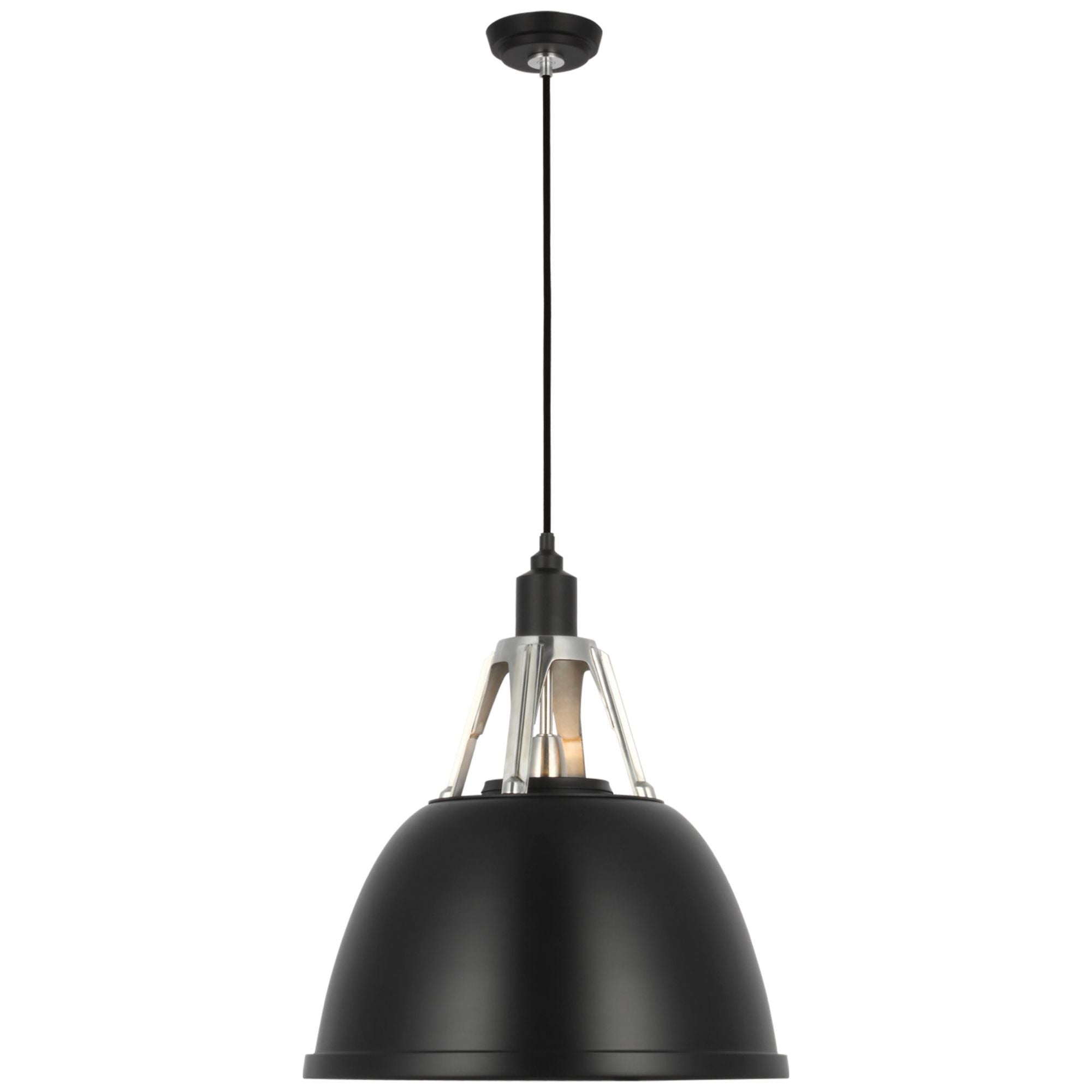 Thomas O'Brien Gunner 18" Pendant in Black and Polished Aluminum Ceiling Light W18"