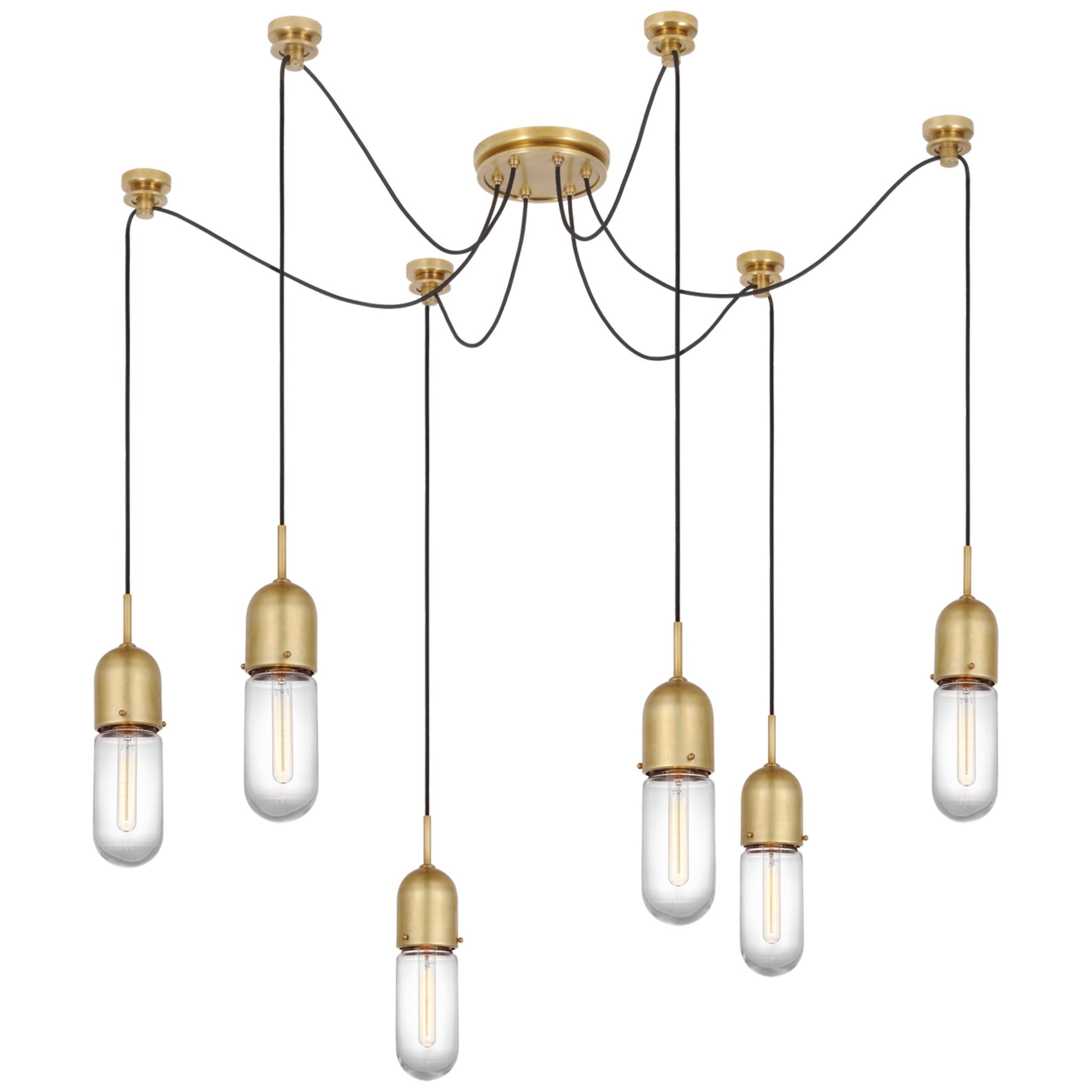 Thomas O'Brien Junio 6-Light Chandelier in Hand-Rubbed Antique Brass with Clear Glass Ceiling Light W9.5" (Configurable)