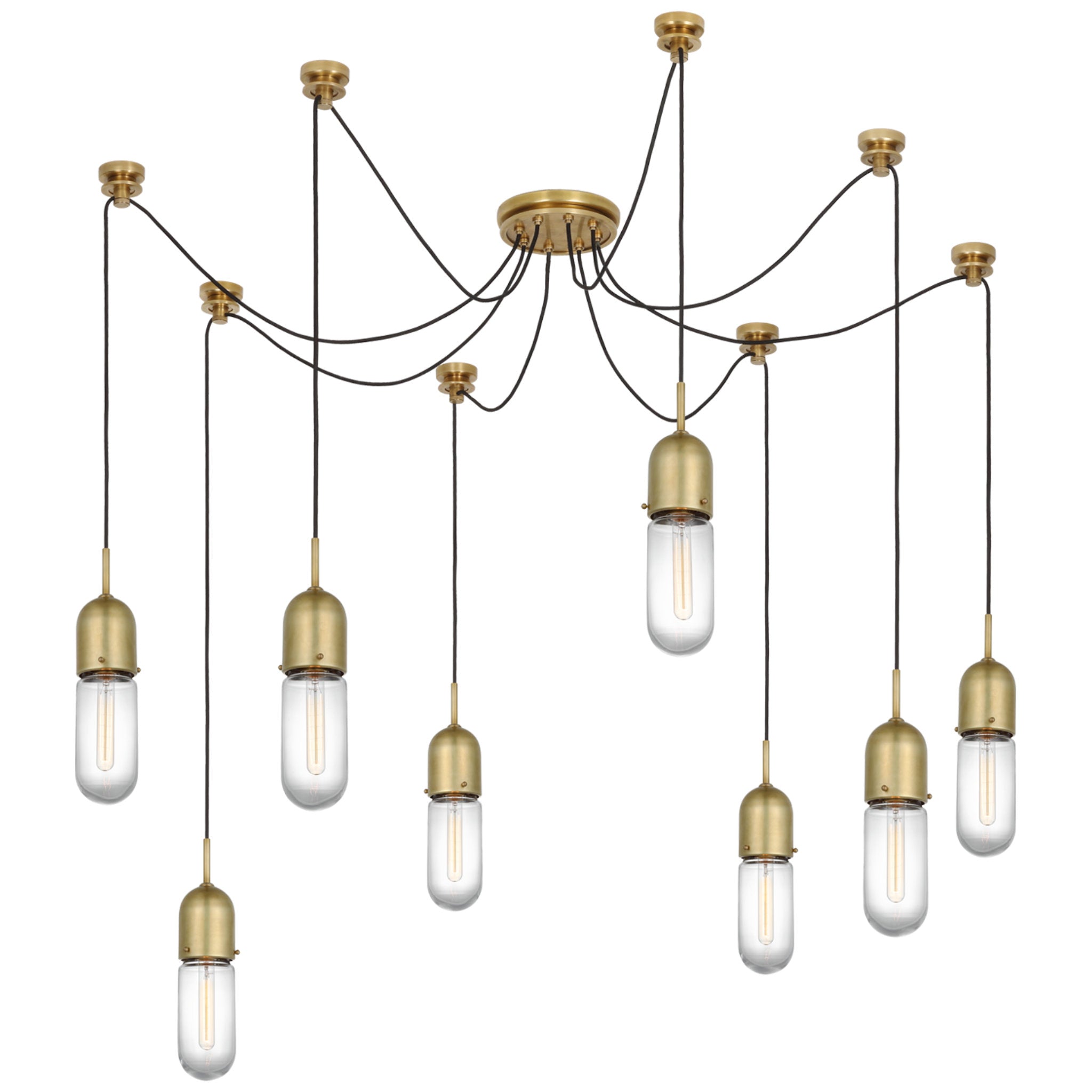 Thomas O'Brien Junio 8-Light Chandelier in Hand-Rubbed Antique Brass with Clear Glass Ceiling Light W9.5" (Configurable)