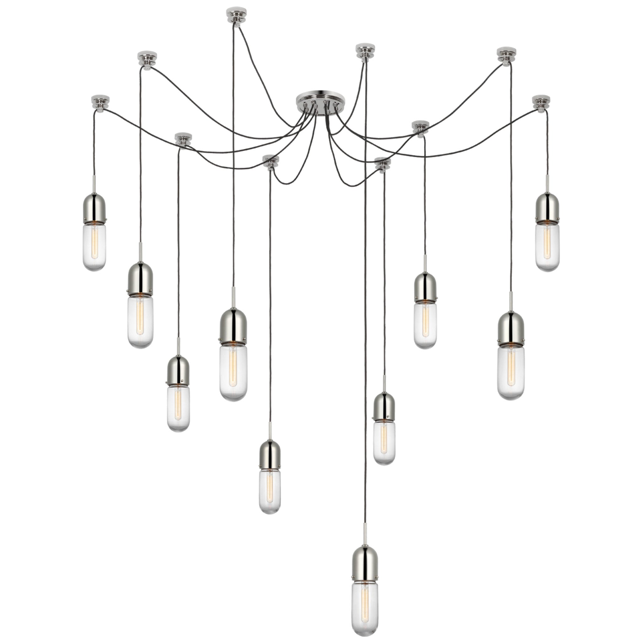 Thomas O'Brien Junio 10-Light Chandelier in Polished Nickel with Clear Glass Ceiling Light W9.5" (Configurable)