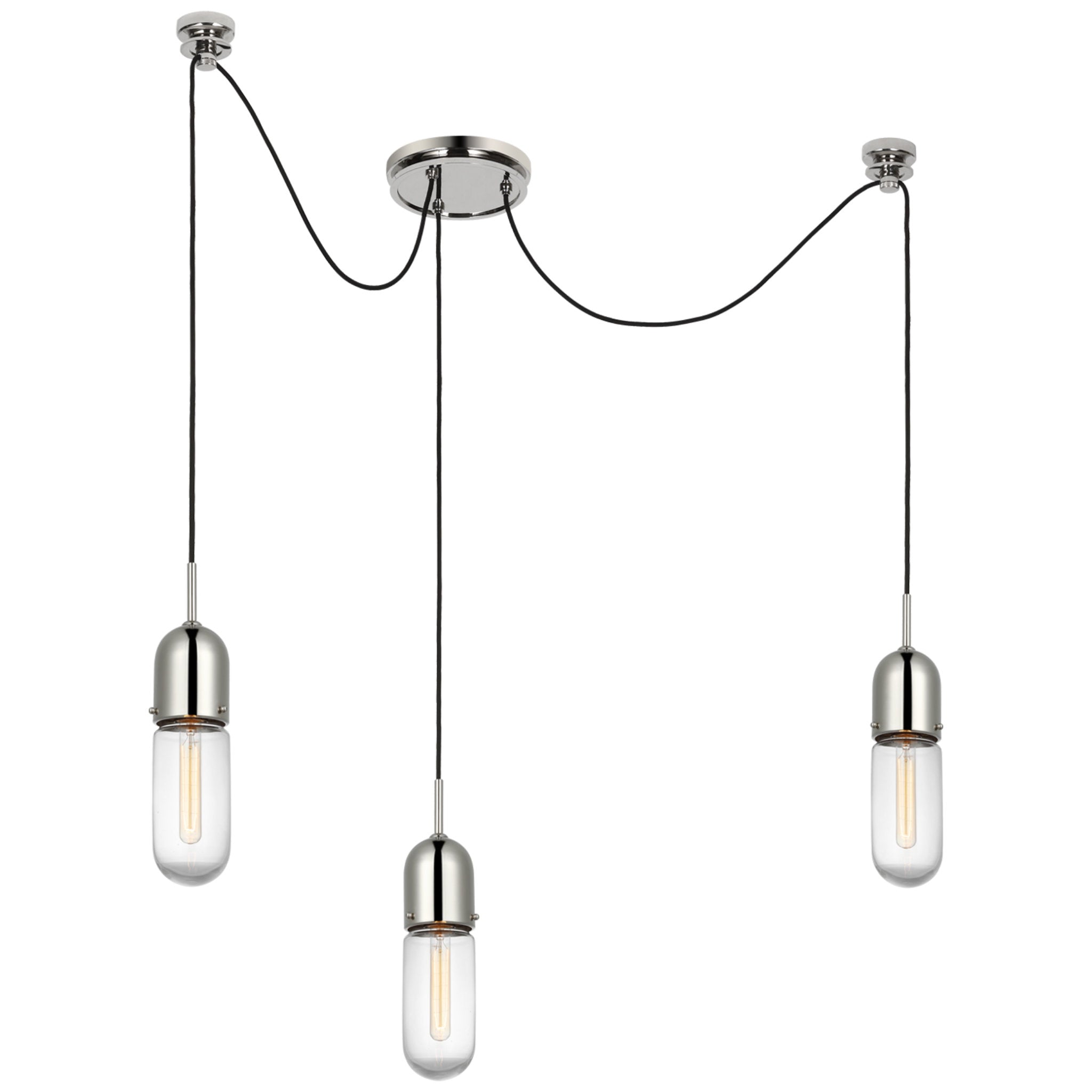 Thomas O'Brien Junio 3-Light Chandelier in Polished Nickel with Clear Glass Ceiling Light W8.75" (Configurable)
