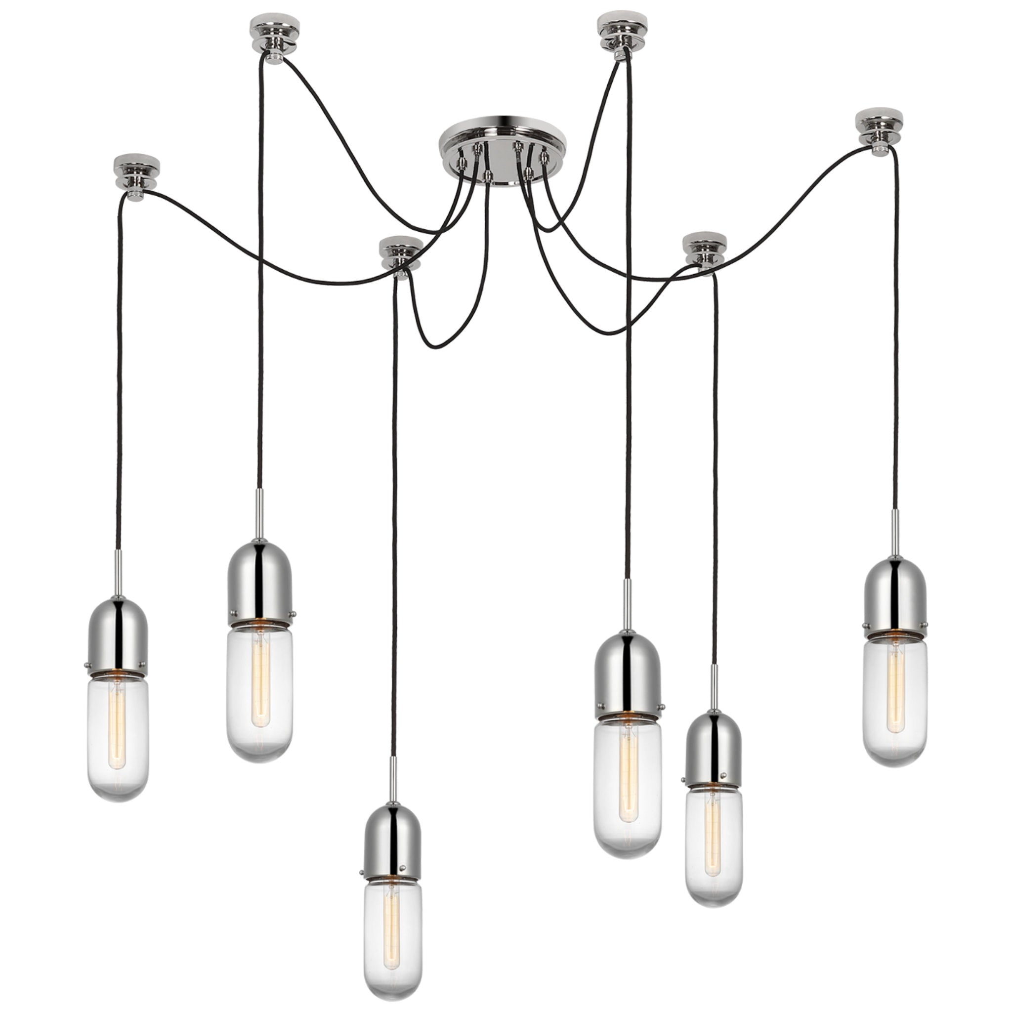 Thomas O'Brien Junio 6-Light Chandelier in Polished Nickel with Clear Glass Ceiling Light W9.5" (Configurable)