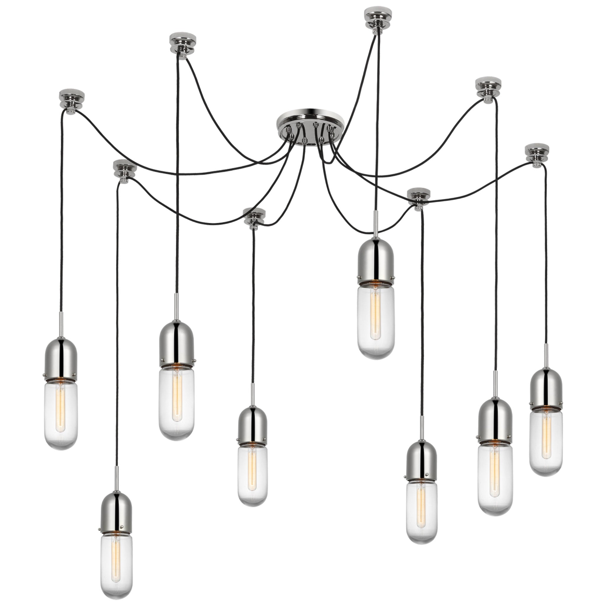 Thomas O'Brien Junio 8-Light Chandelier in Polished Nickel with Clear Glass Ceiling Light W9.5" (Configurable)