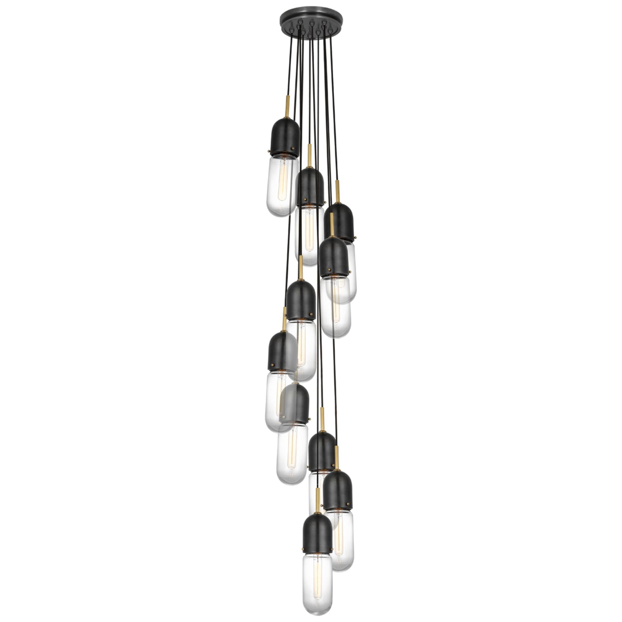 Thomas O'Brien Junio 10-Light Pendant in Bronze and Brass with Clear Glass Ceiling Light W9.5" (Configurable)