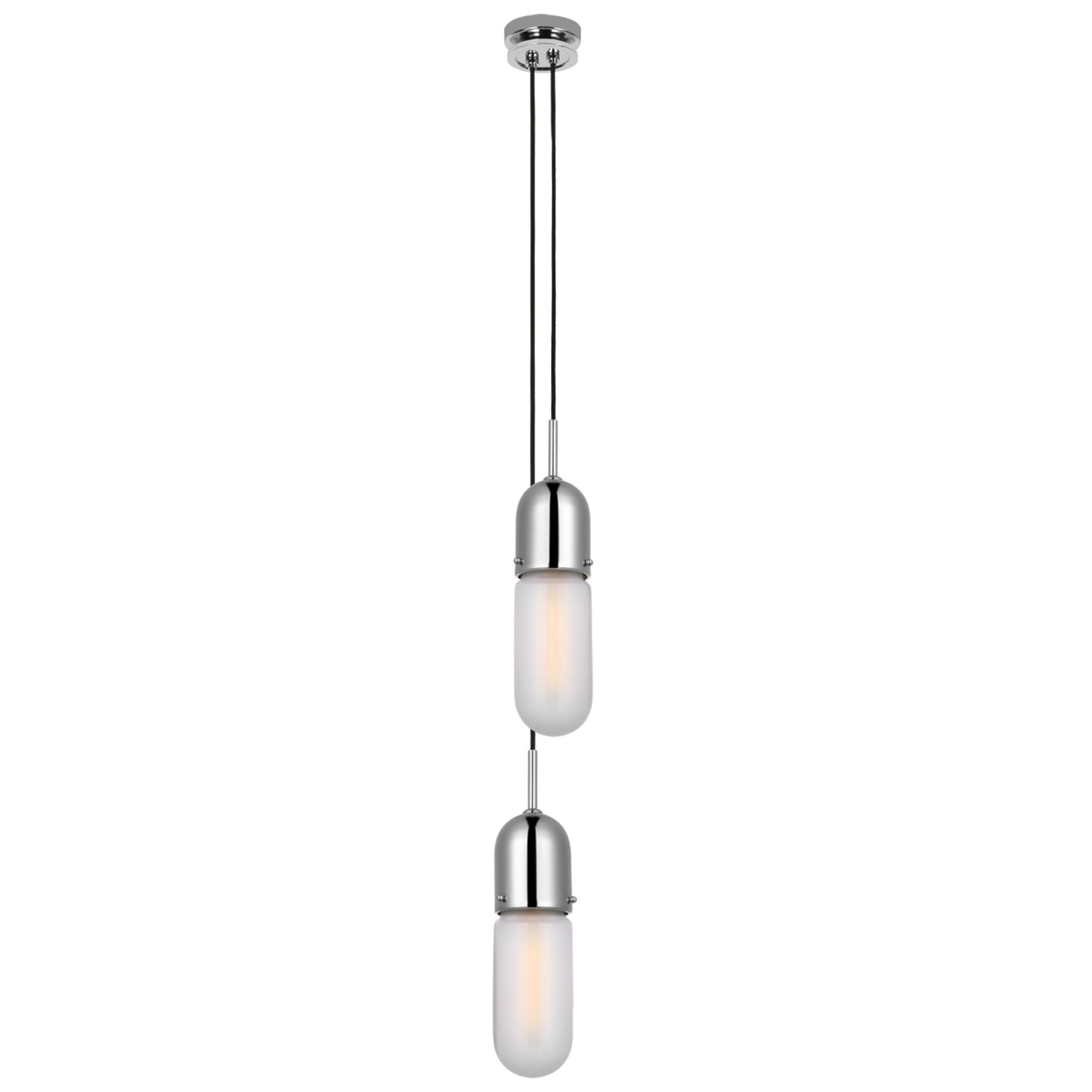 Thomas O'Brien Junio 2-Light Pendant in Polished Nickel with Frosted Glass Ceiling Light W5.5" (Configurable)