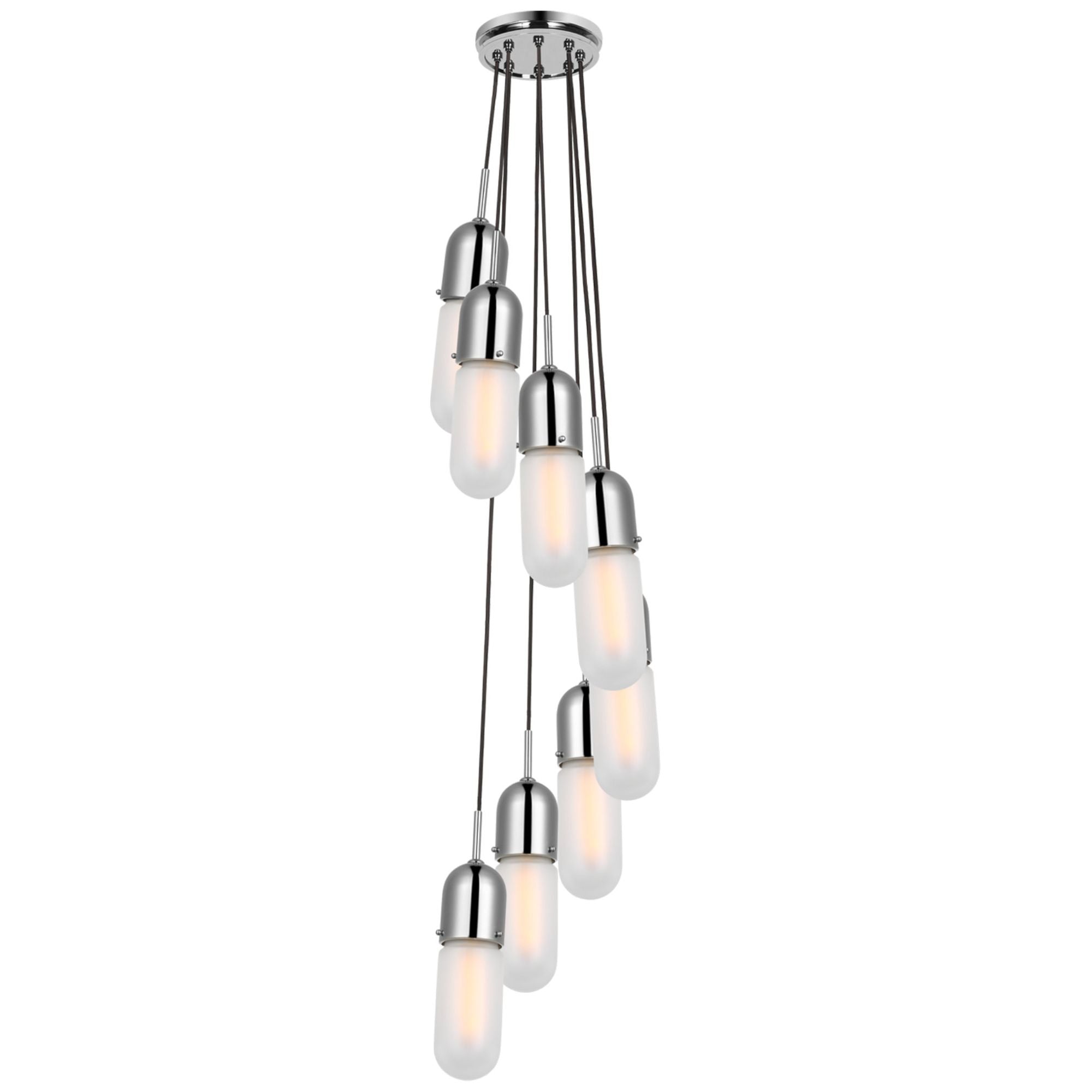 Thomas O'Brien Junio 8-Light Pendant in Polished Nickel with Frosted Glass Ceiling Light W9.5" (Configurable)