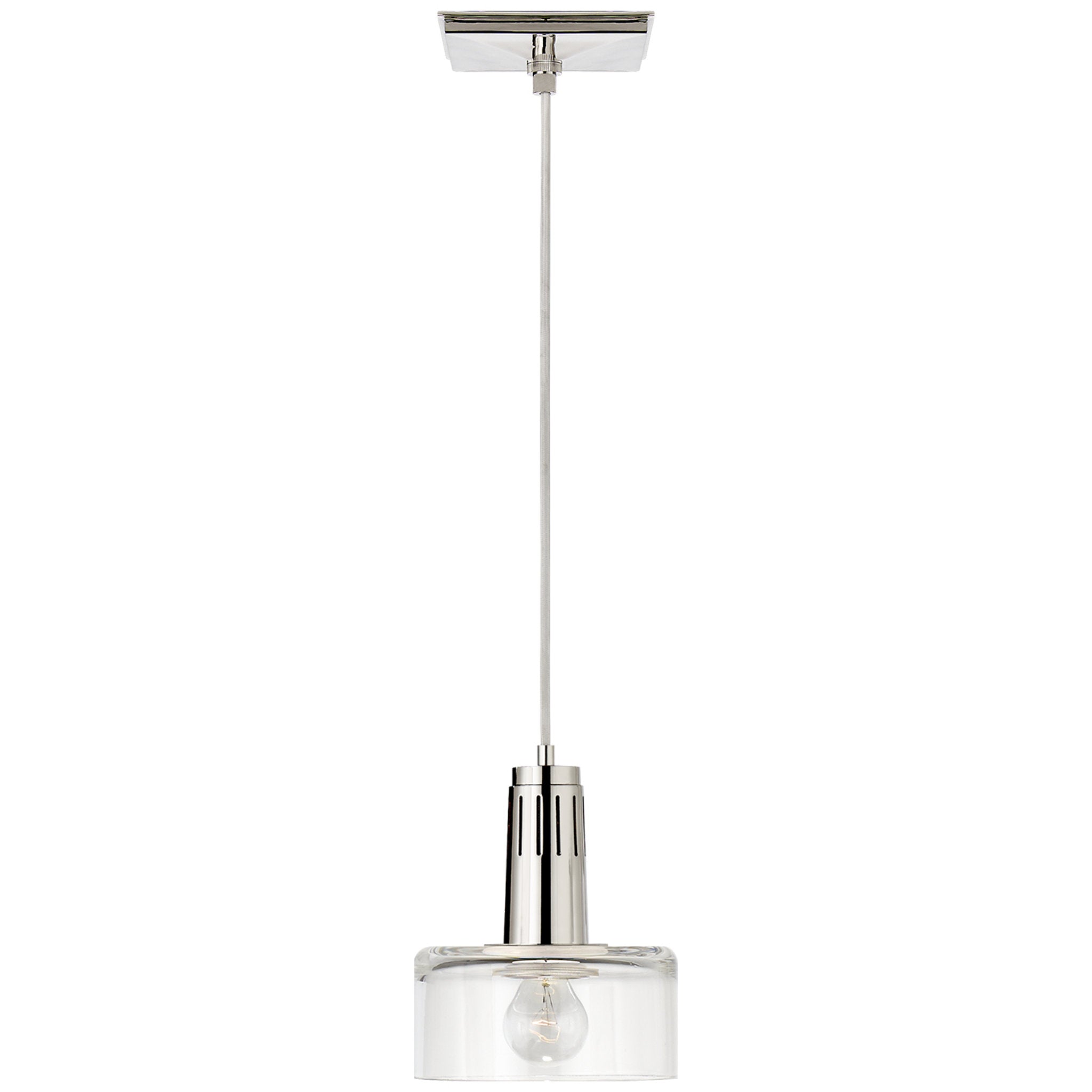 Thomas O'Brien Iris Single Pendant in Polished Nickel with Clear Glass Ceiling Light W7.5"