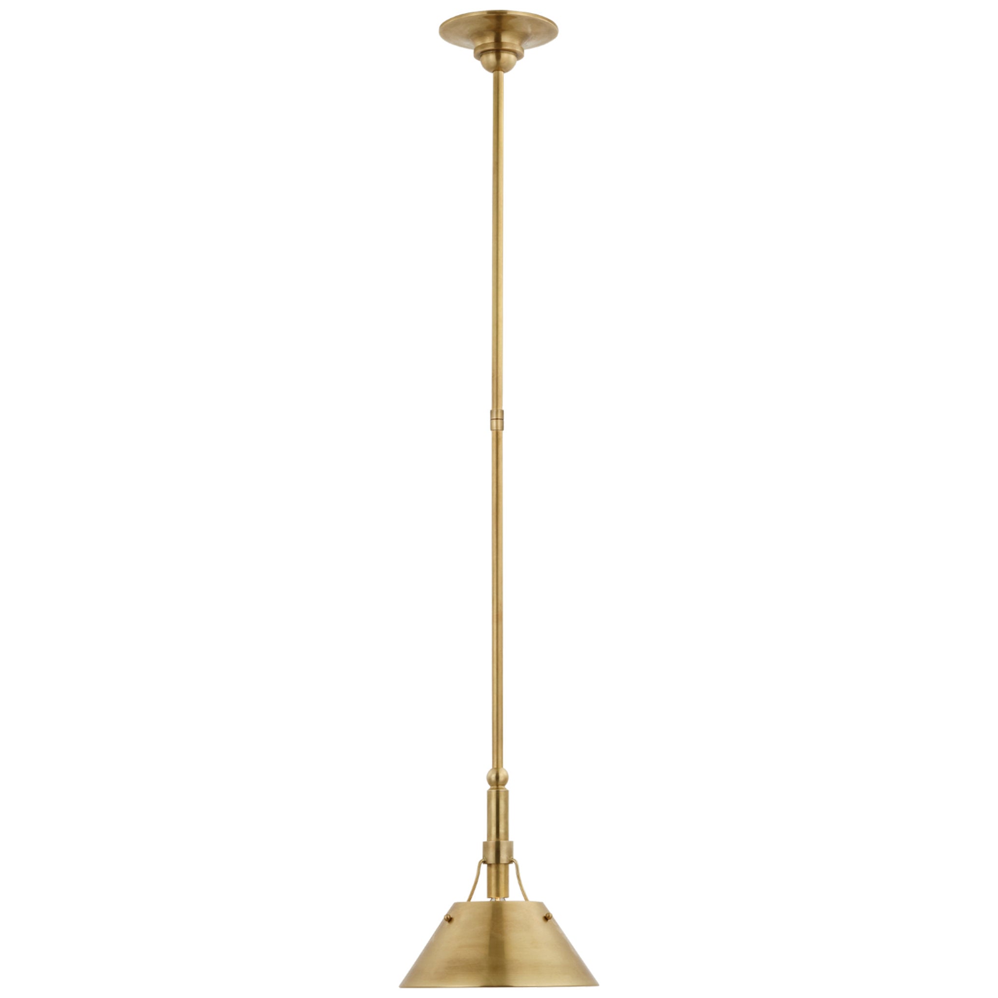 Thomas O'Brien Turlington Small Pendant in Hand-Rubbed Antique Brass with Hand-Rubbed Antique Brass Shade Ceiling Light W8.75"