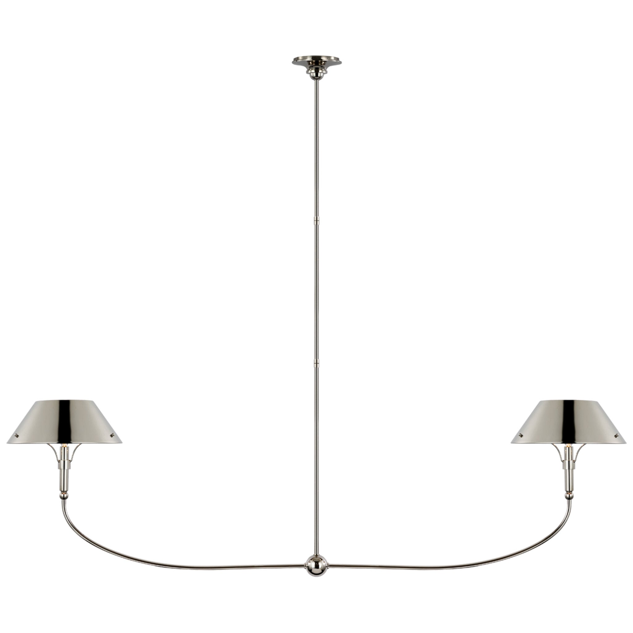 Thomas O'Brien Turlington XL Linear Chandelier in Polished Nickel with Polished Nickel Shade Ceiling Light W68" x 12.5"
