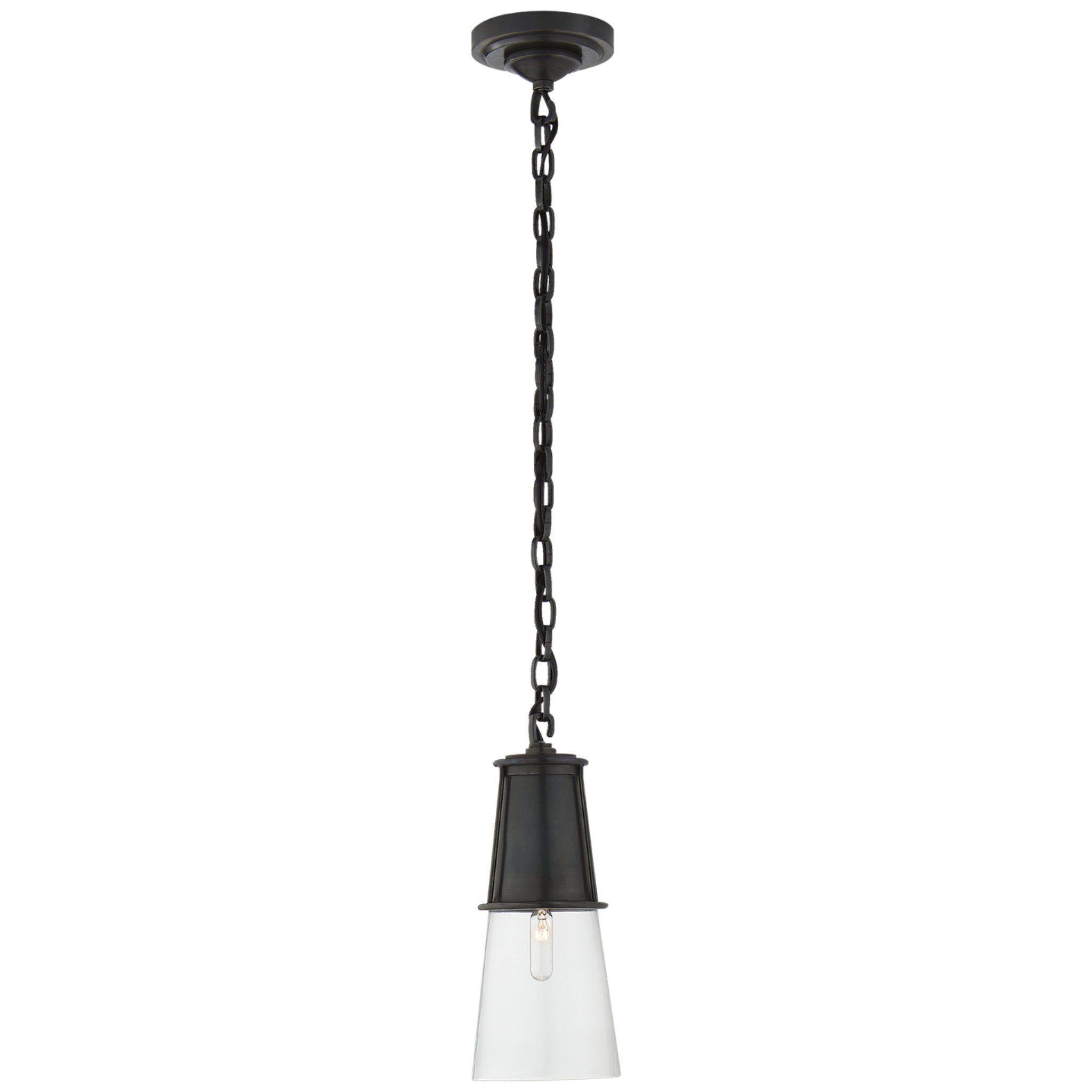 Thomas O'Brien Robinson Small Pendant in Bronze with Clear Glass Ceiling Light W4.75" x H11.25"