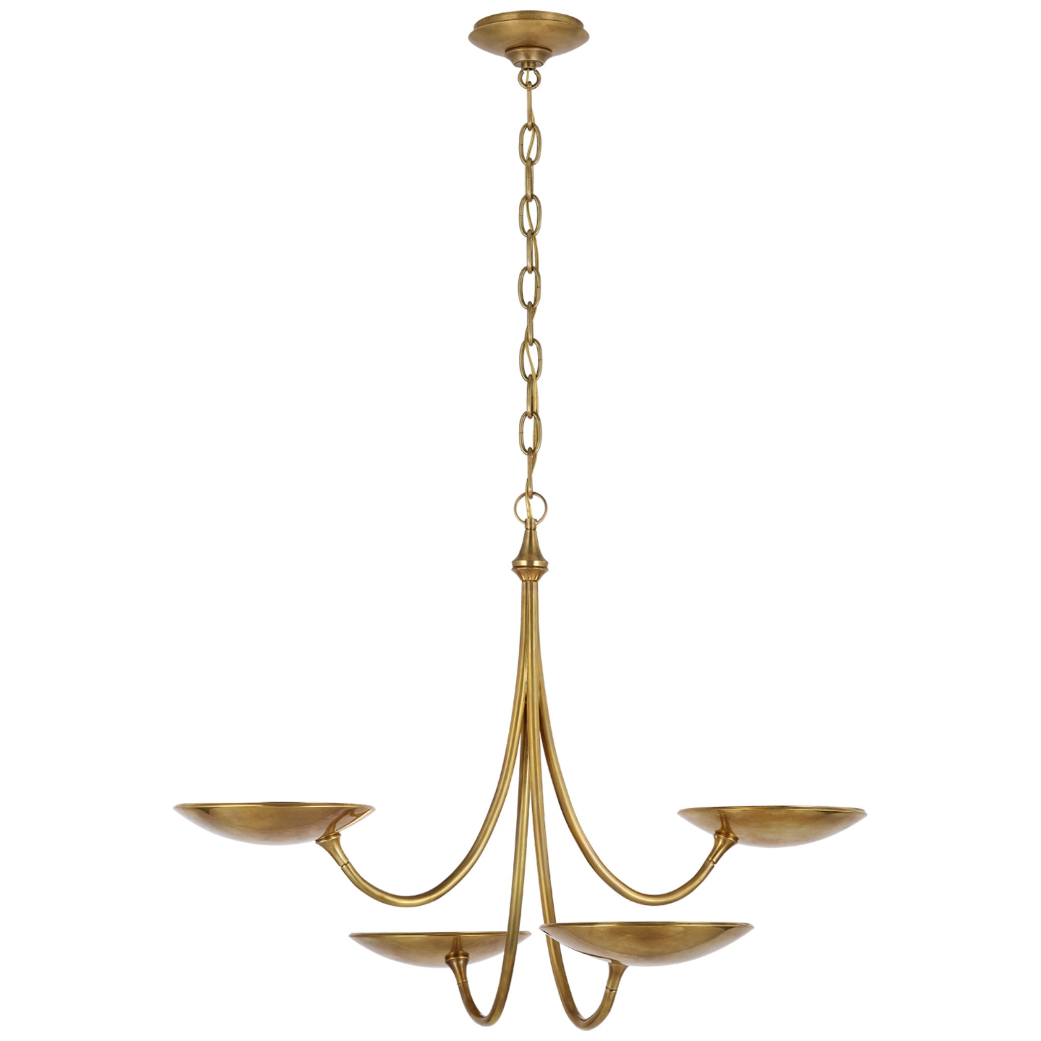 Thomas O'Brien Keira Medium Chandelier in Hand-Rubbed Antique Brass Ceiling Light W29.75" x H22"