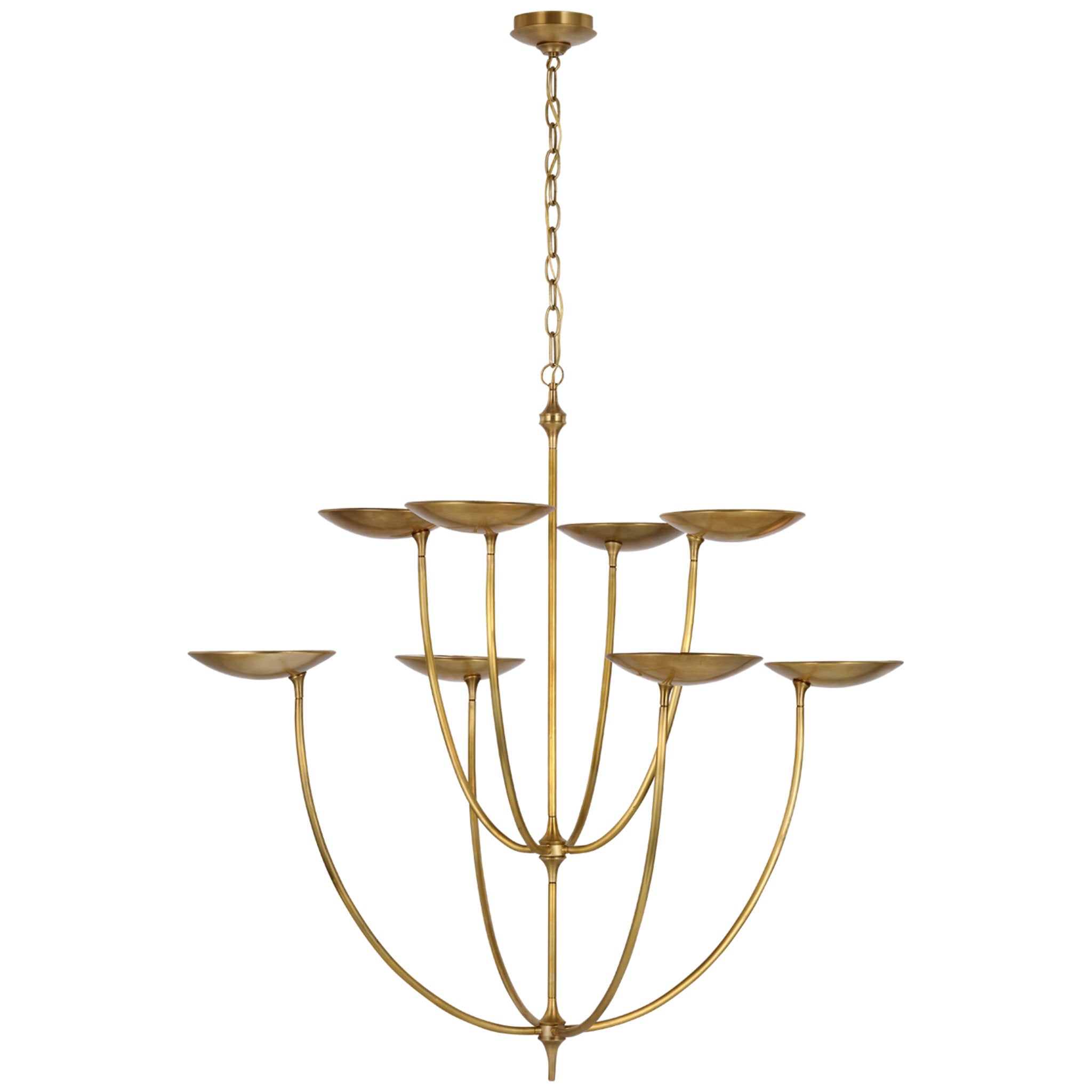 Thomas O'Brien Keira XL Chandelier in Hand-Rubbed Antique Brass Ceiling Light W32" x H39.75"